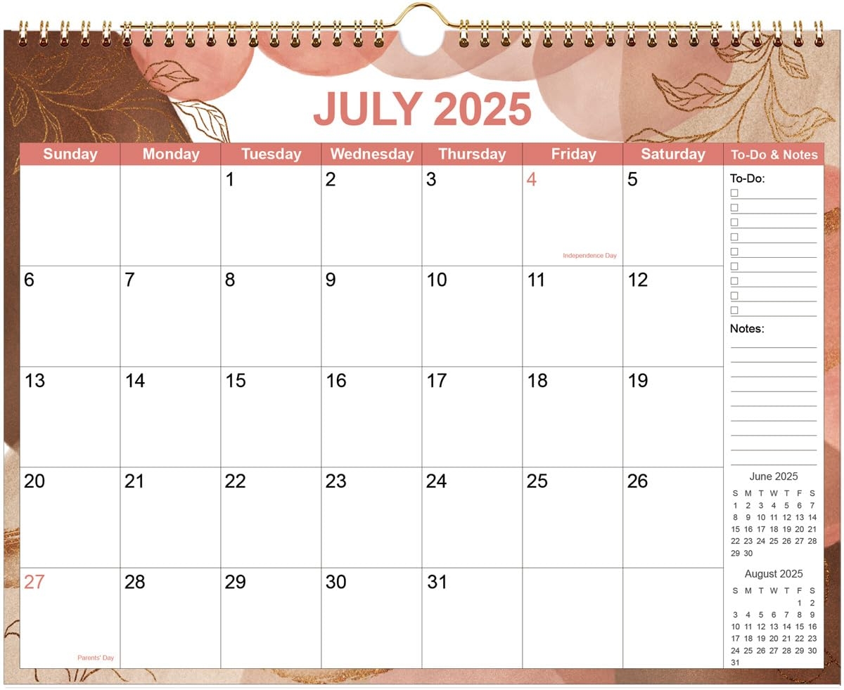 Amazon 2025 2026 Calendar Wall Calendar 2025 2026 From July 2025 December 2026 18 Months Calendars With Thick Paper 11 X 14 5 Gold Leaf Office Products