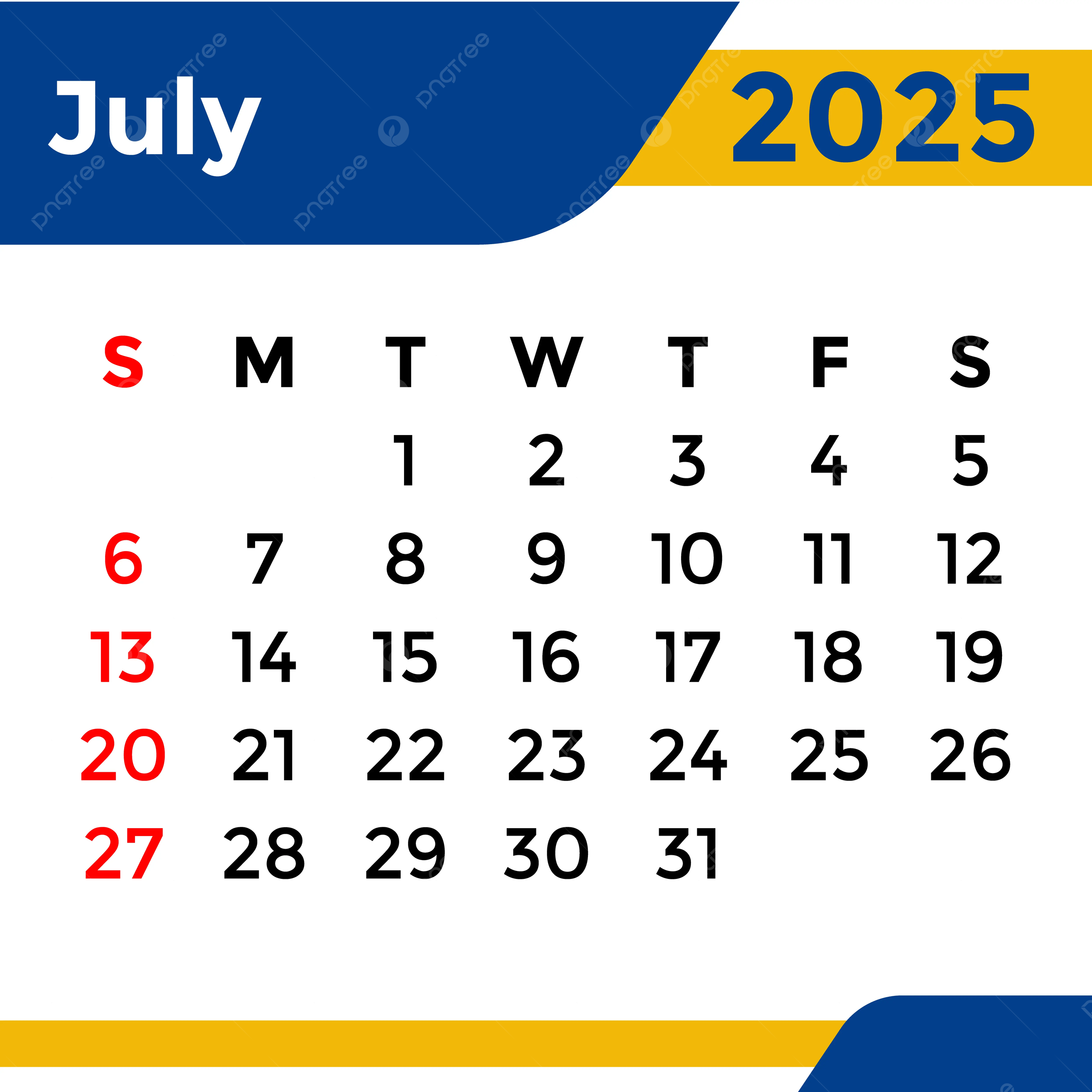 Editable July 2025 Calendar
