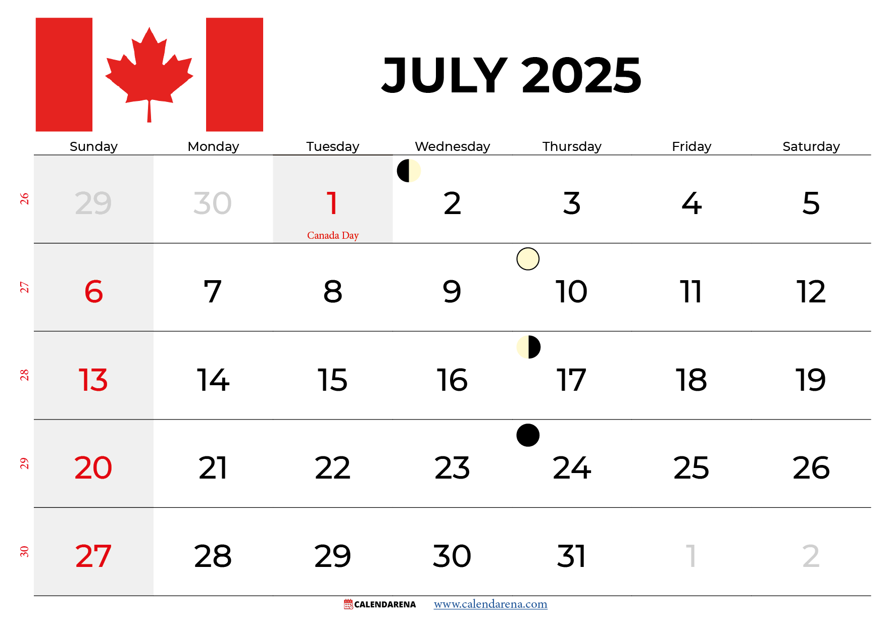 Printable Calendar 2025 July