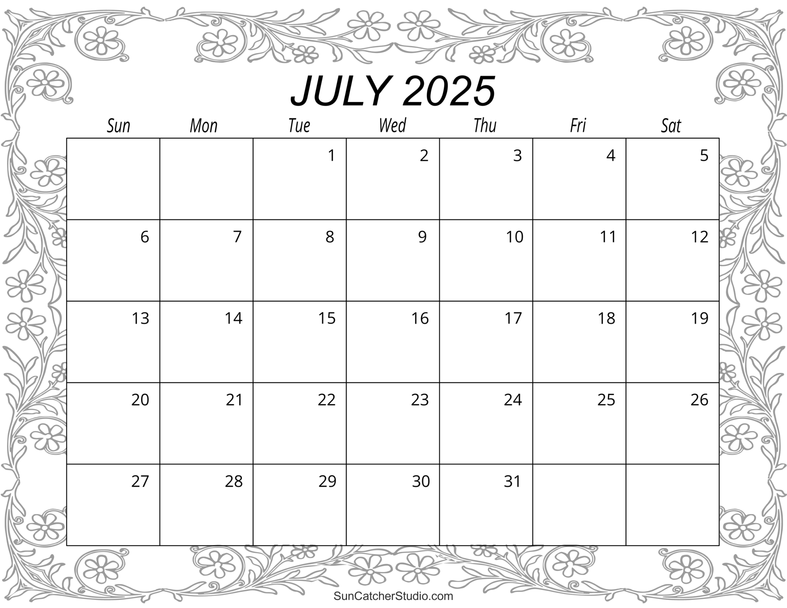 Free July 2025 Calendar