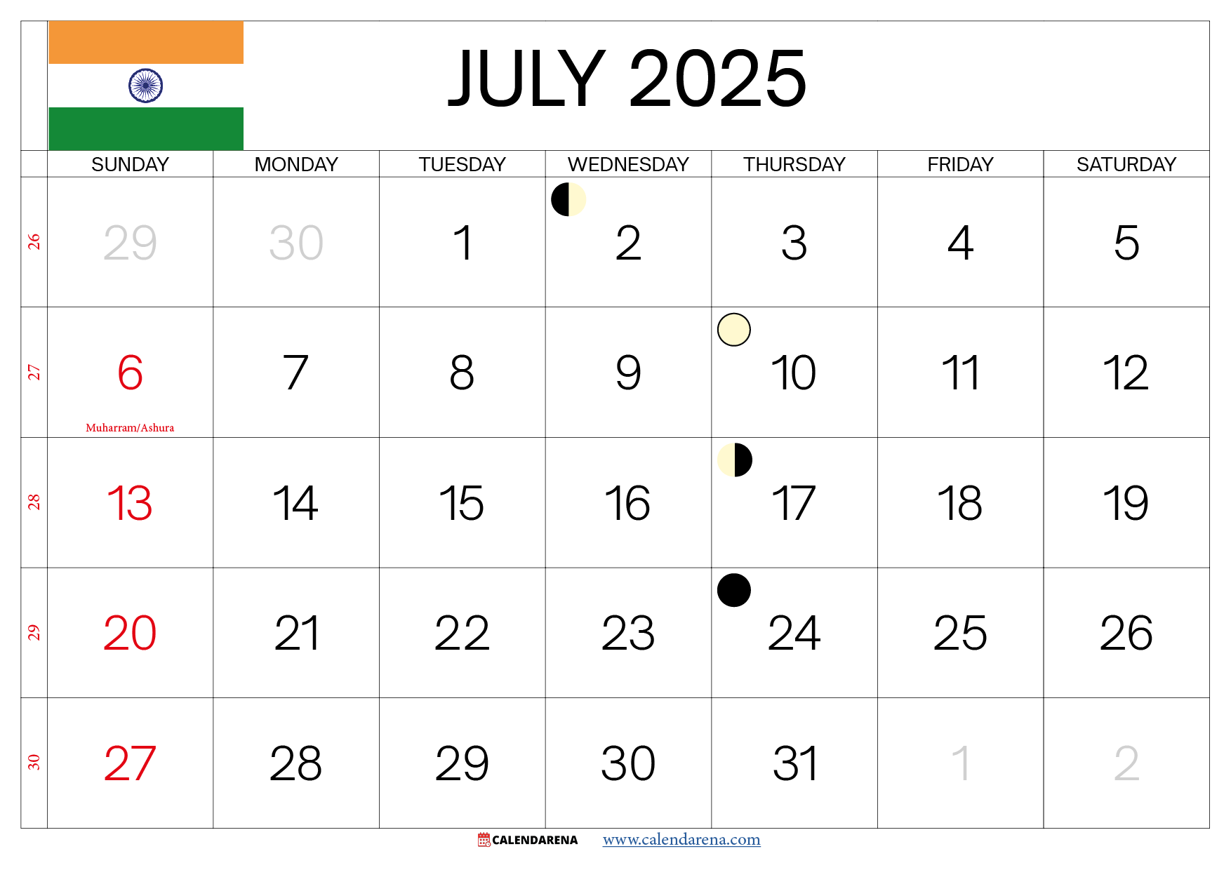 2025 Calendar July