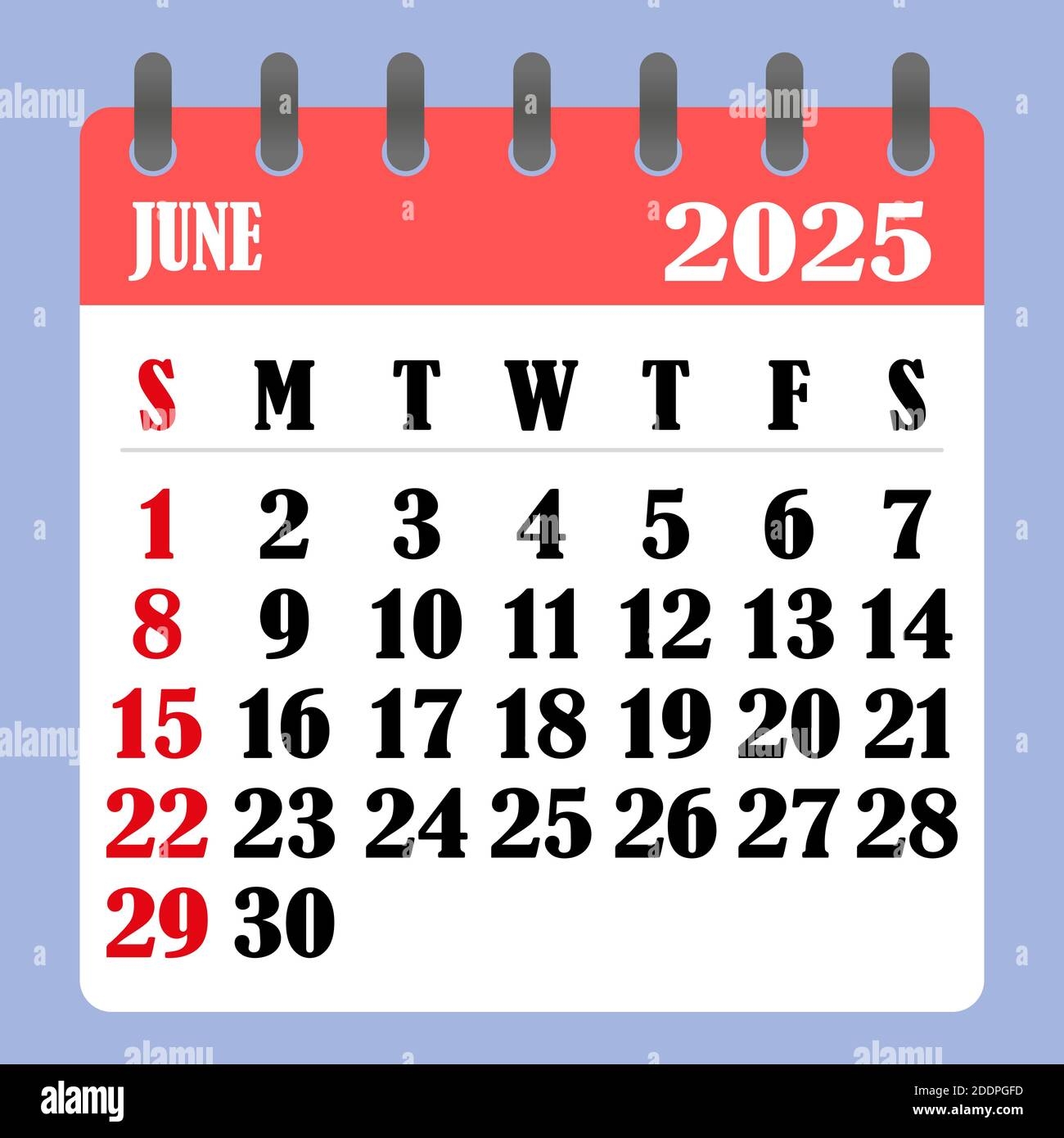 Letter Calendar For June 2025 The Week Begins On Sunday Time Planning And Schedule Concept Flat Design Removable Calendar For The Month Vector I Stock Vector Image U0026 Art Alamy