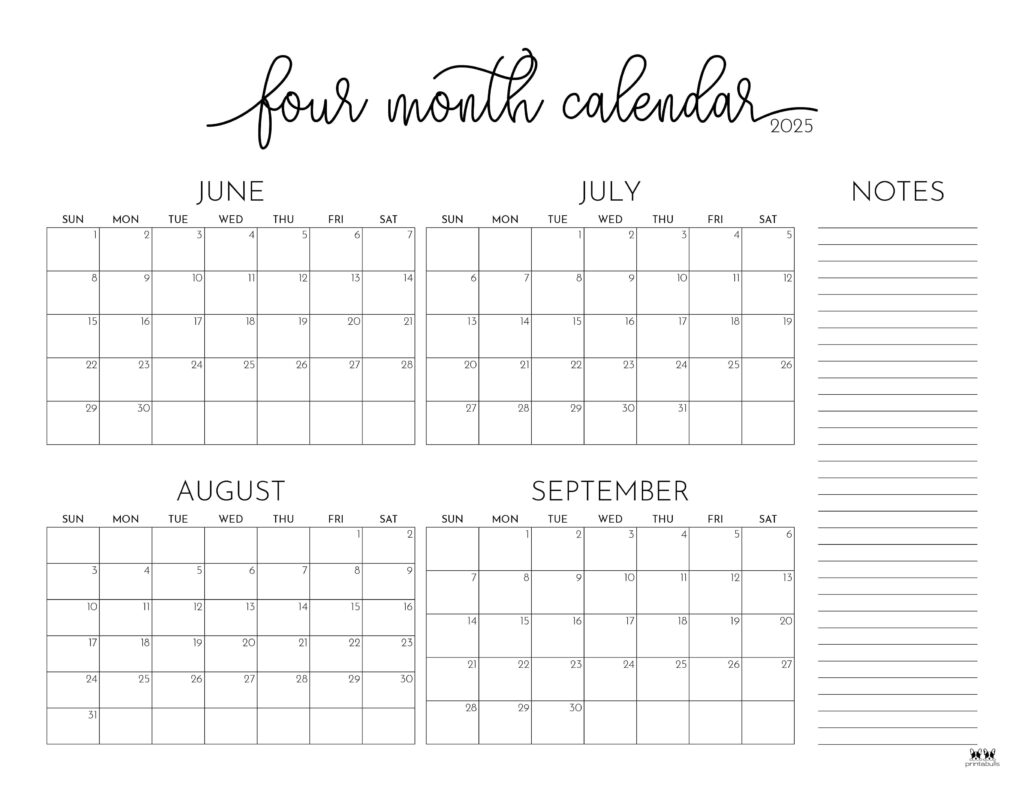2025 Four Month Calendars 31 FREE Printables Printabulls 2025 Four Month Calendars 31 FREE Printables Printabulls