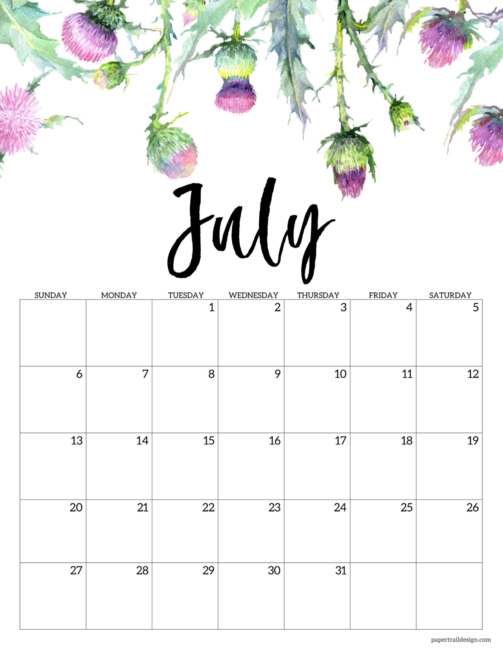 Calendar Page July 2025