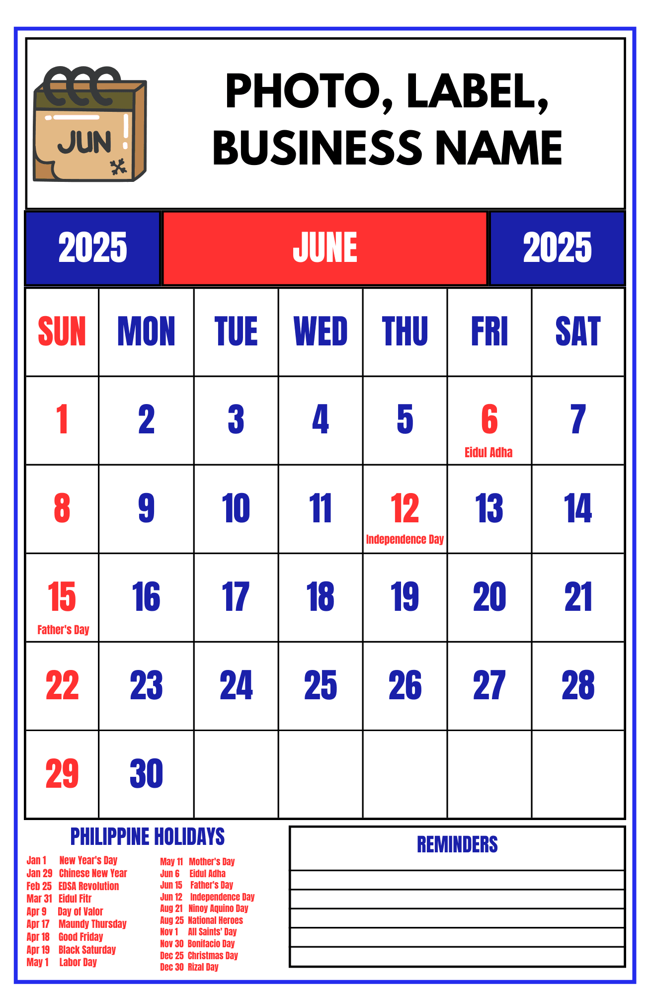 Show June 2025 Calendar