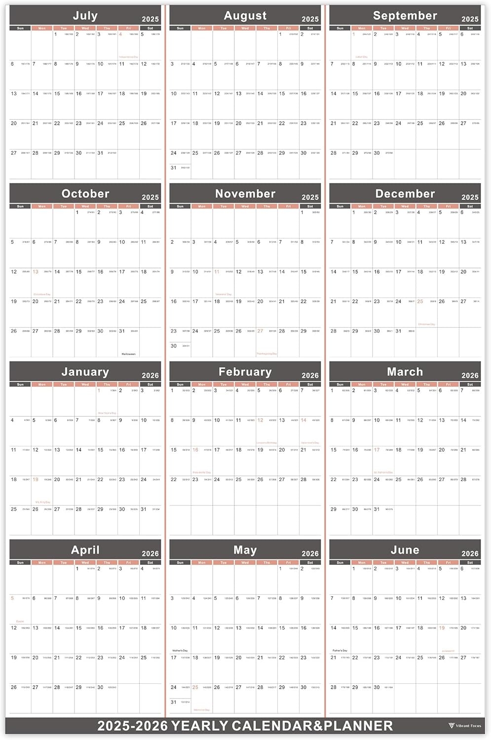 2026 Calendar 2025 2026 Yearly Wall Calendar Large 23 1x34 6 