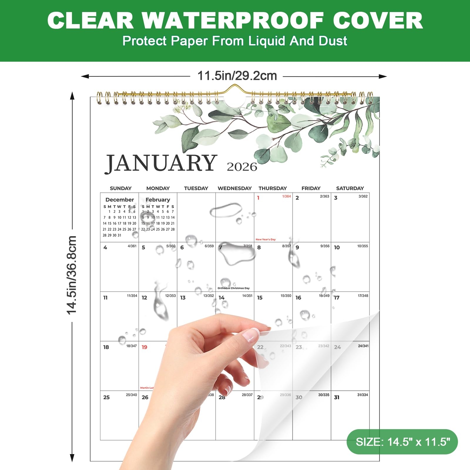 Printable Calendar December 2026 Waterproof