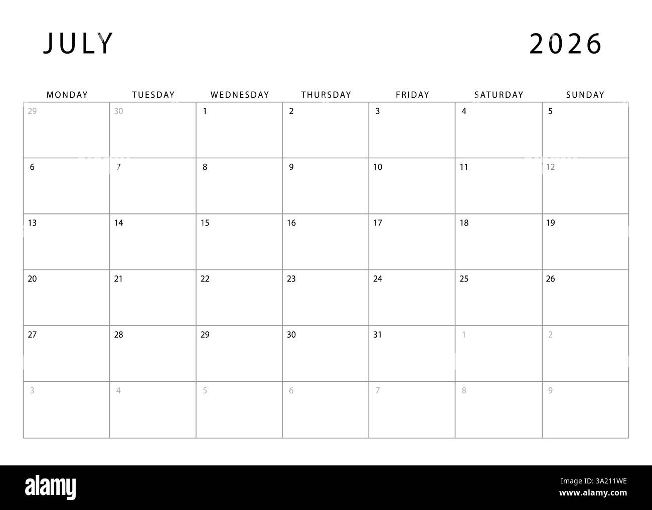 2026 Calendar Black And White Stock Photos amp Images Alamy