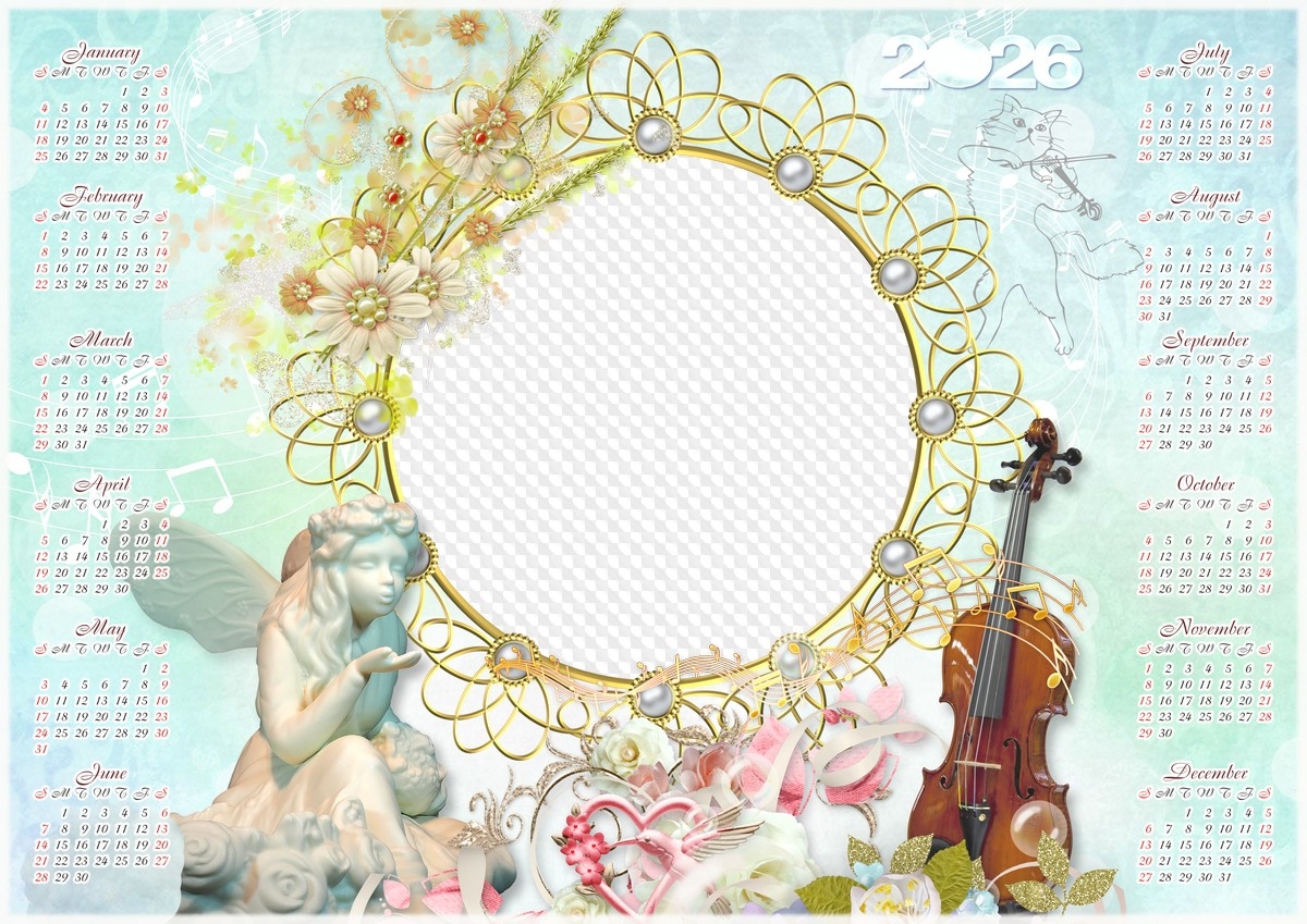 2026 Calendar Frame Music Violin Free Download