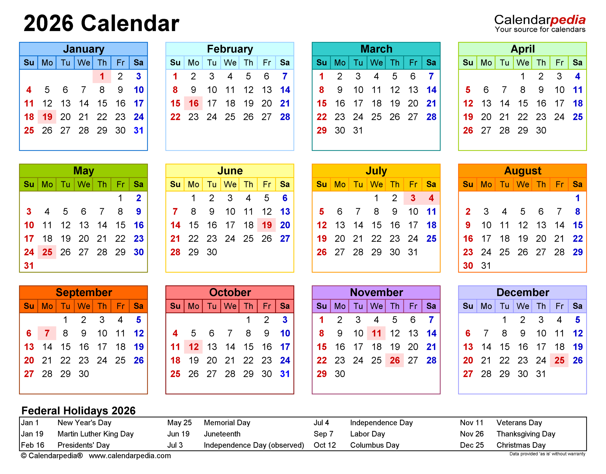 Free Printable December 2026 Calendar Wiki