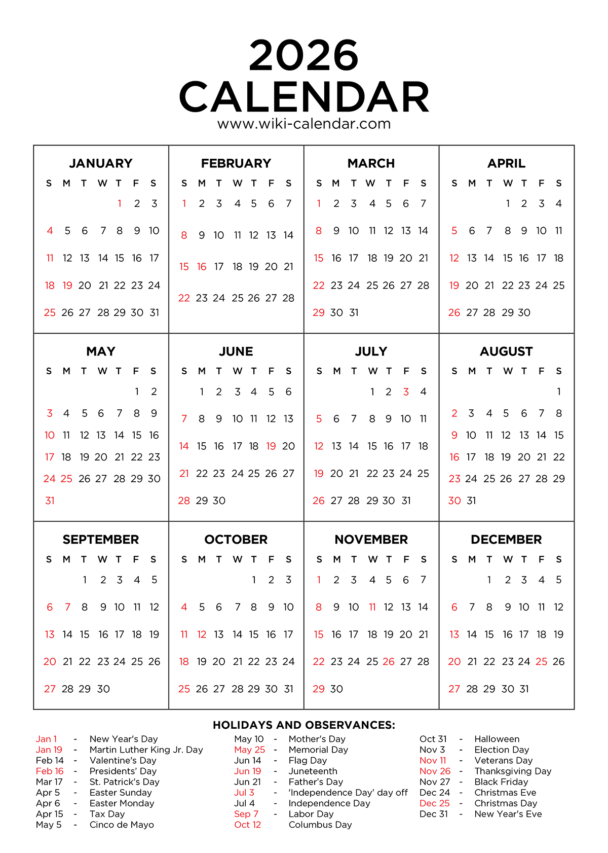 Show Calendar For July 2026