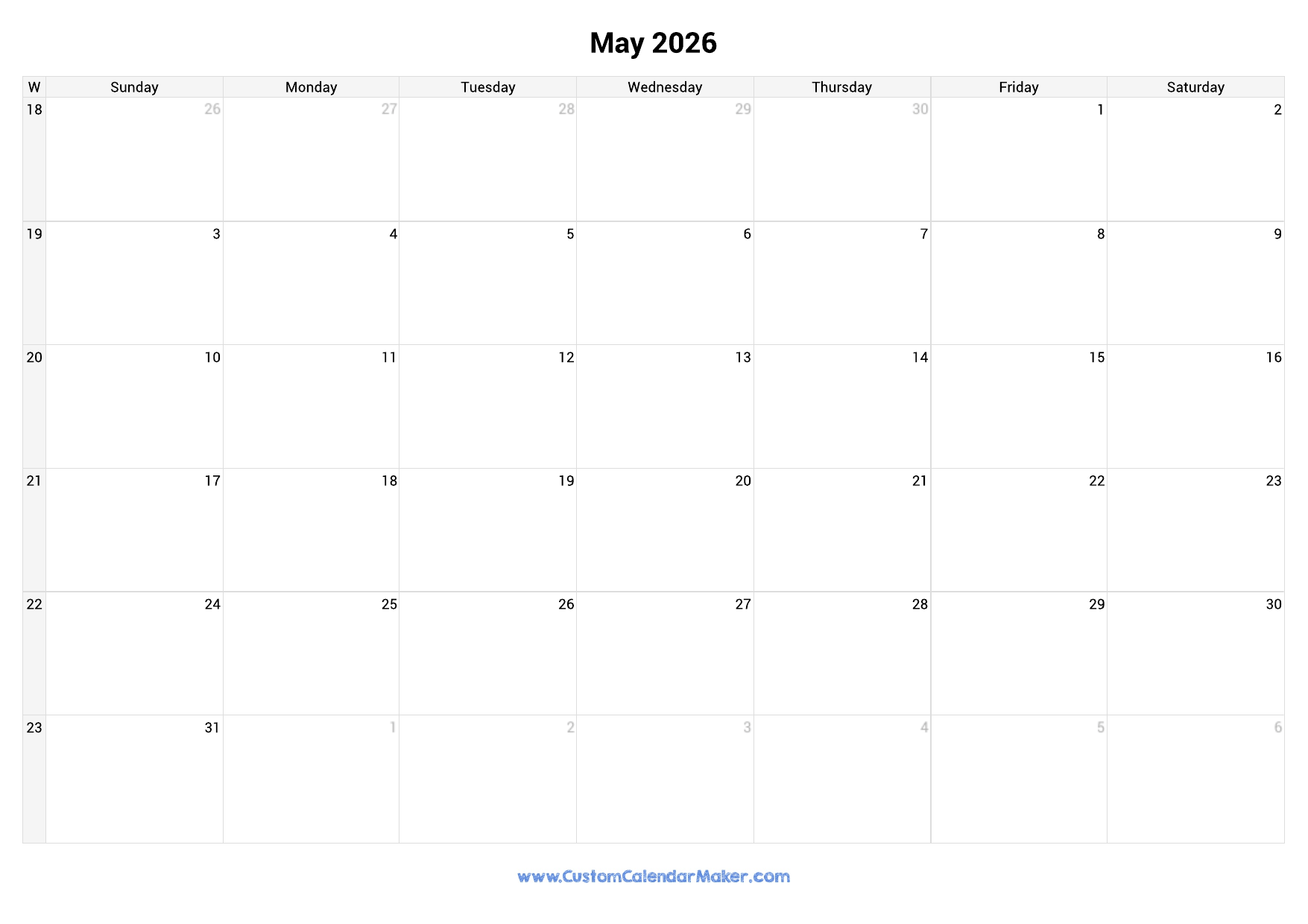 2026 Calendar With Week Numbers Custom Calendar Maker