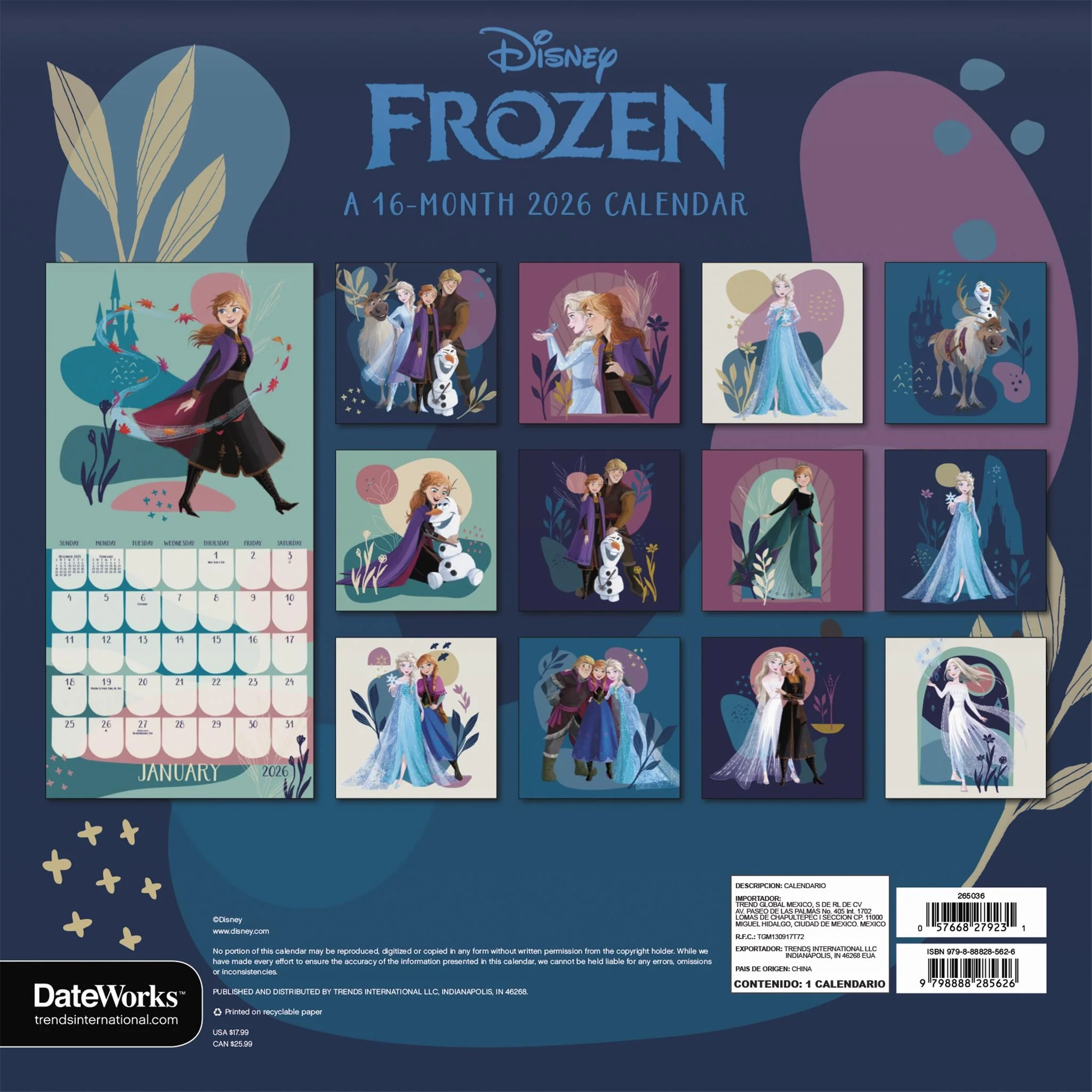 Frozen December Calendar 2026 Printable