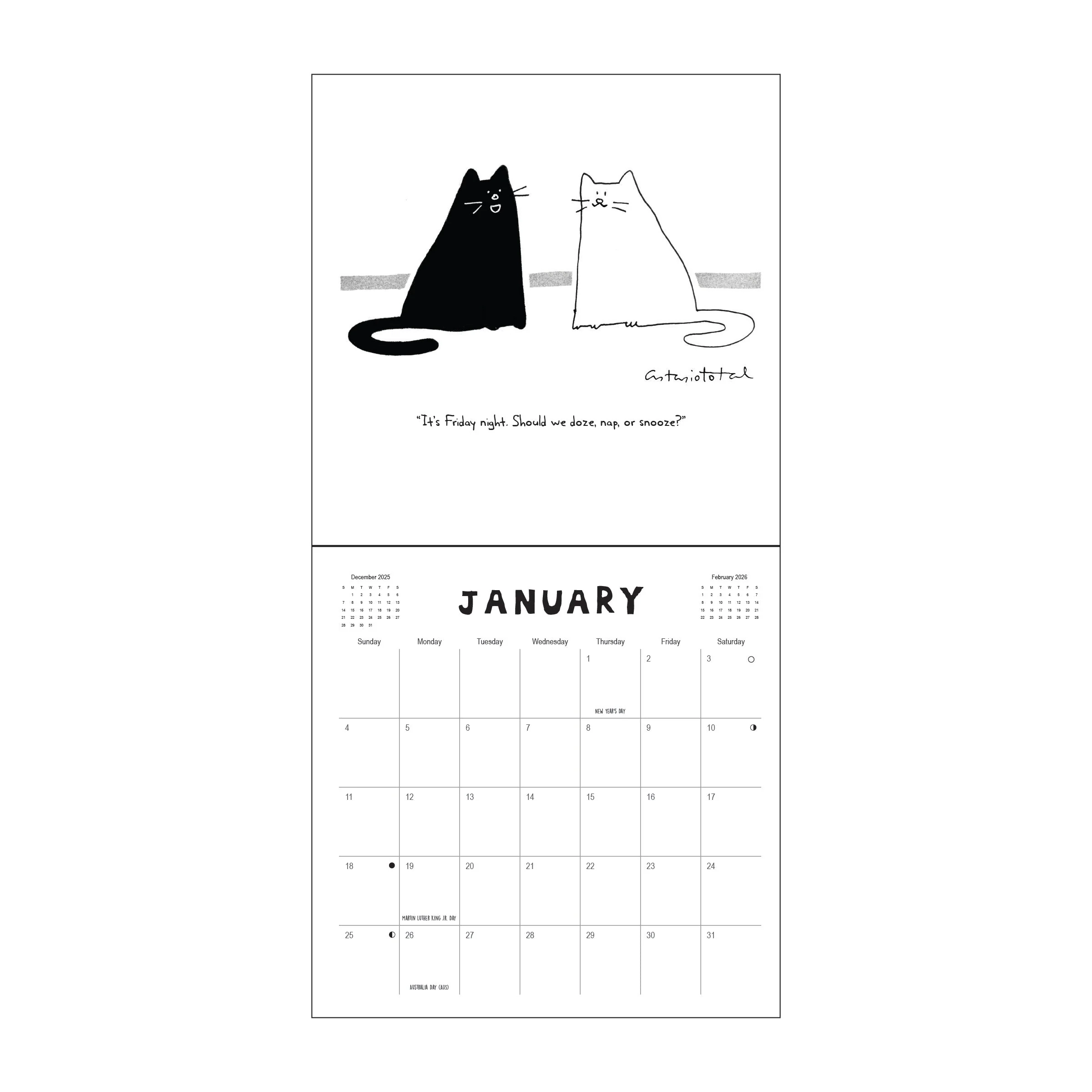 Printable Calendar 2026 Kitten December