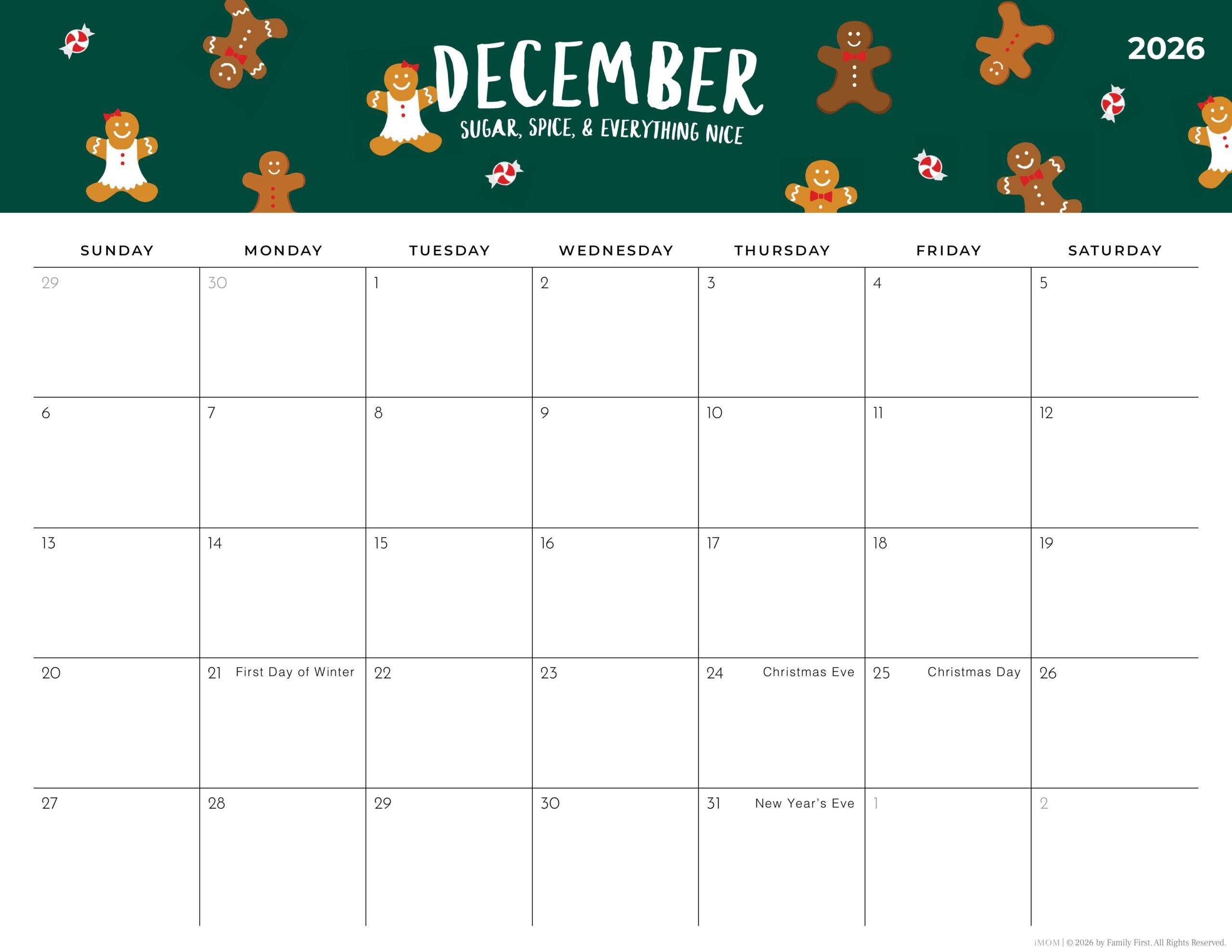 2026 Foodie Printable Calendars For Moms IMOM