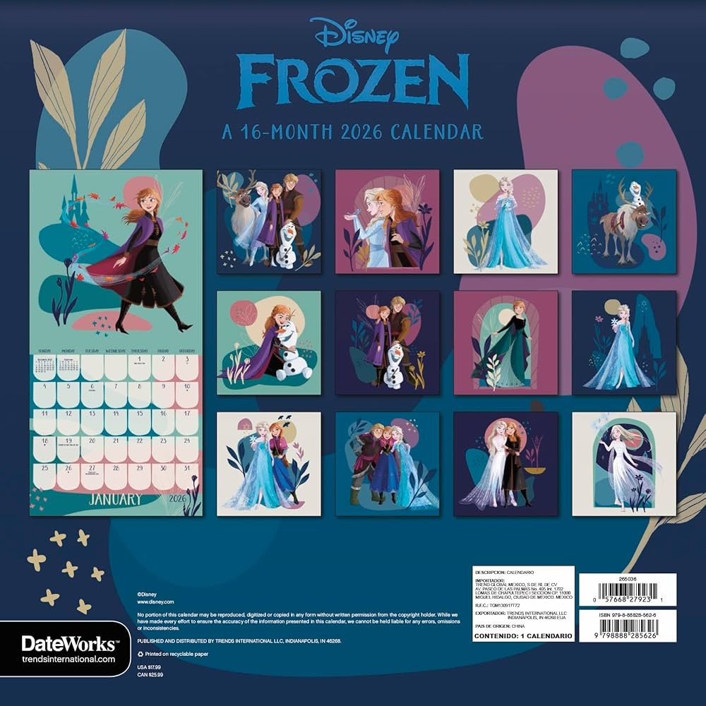 2026 Frozen Wall Calendar Trends International 9798888285626 