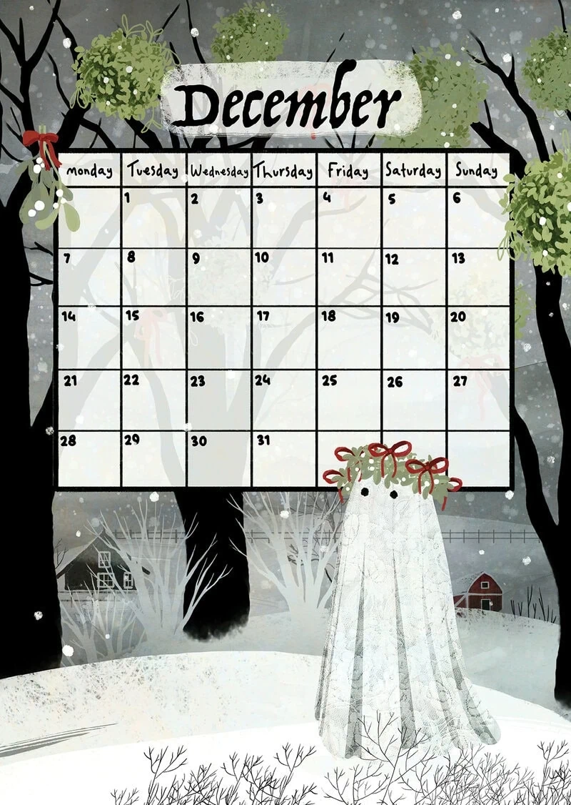 December Nature Calendar 2026 Printable Free