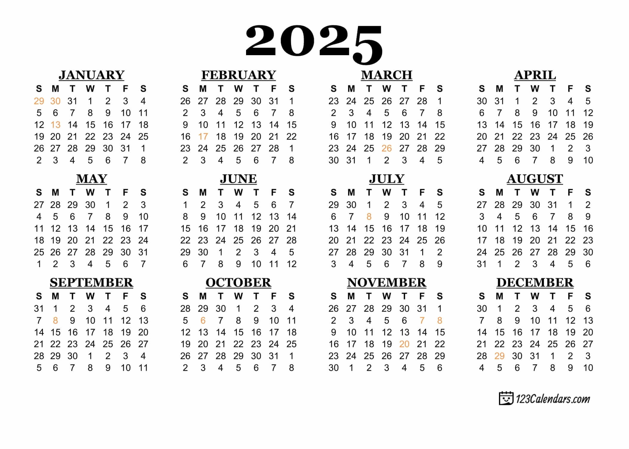 2026 Printable Calendar 123Calendars