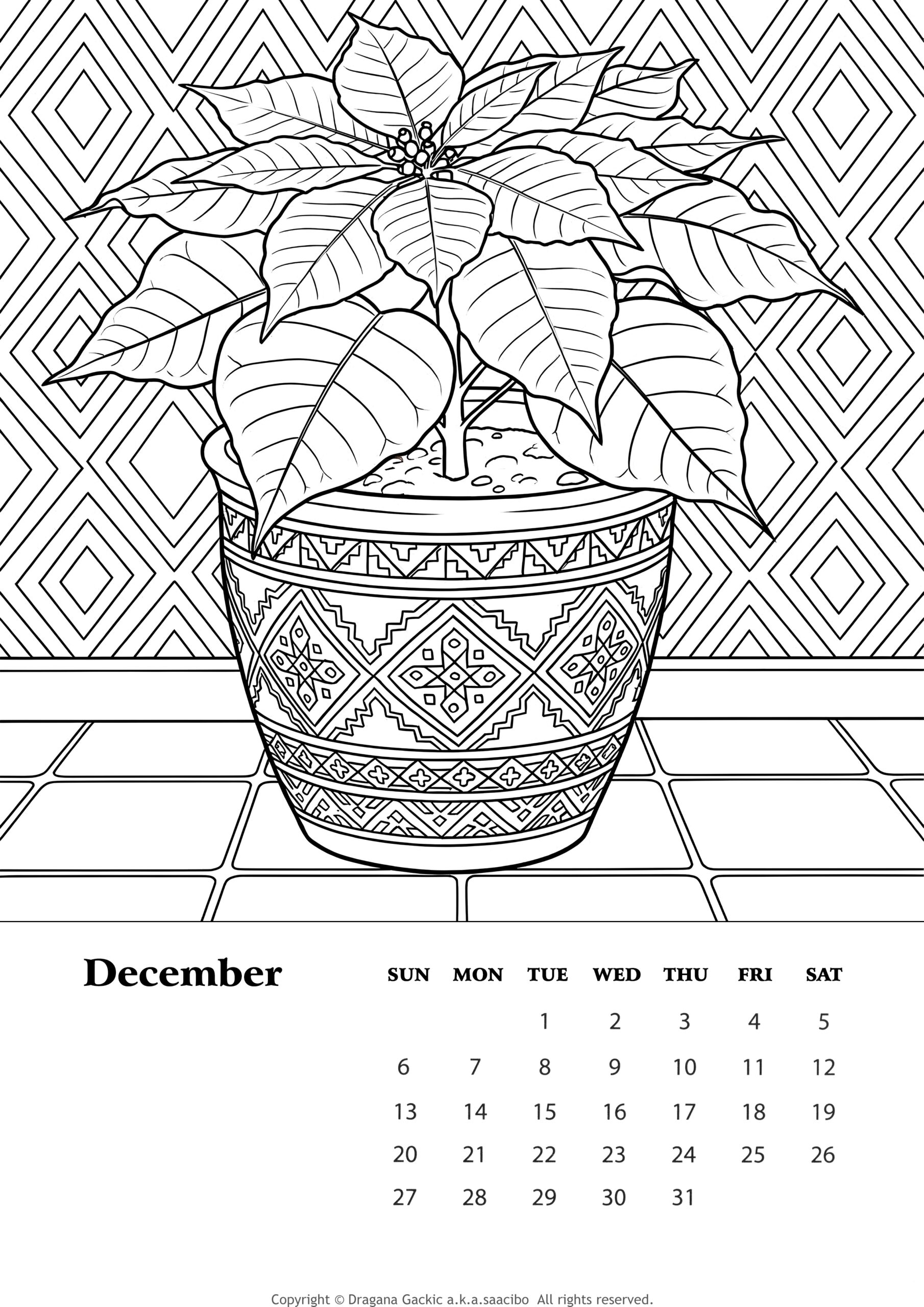 2026 Printable Coloring Wall Calendar A4 Size For Each Month Diy