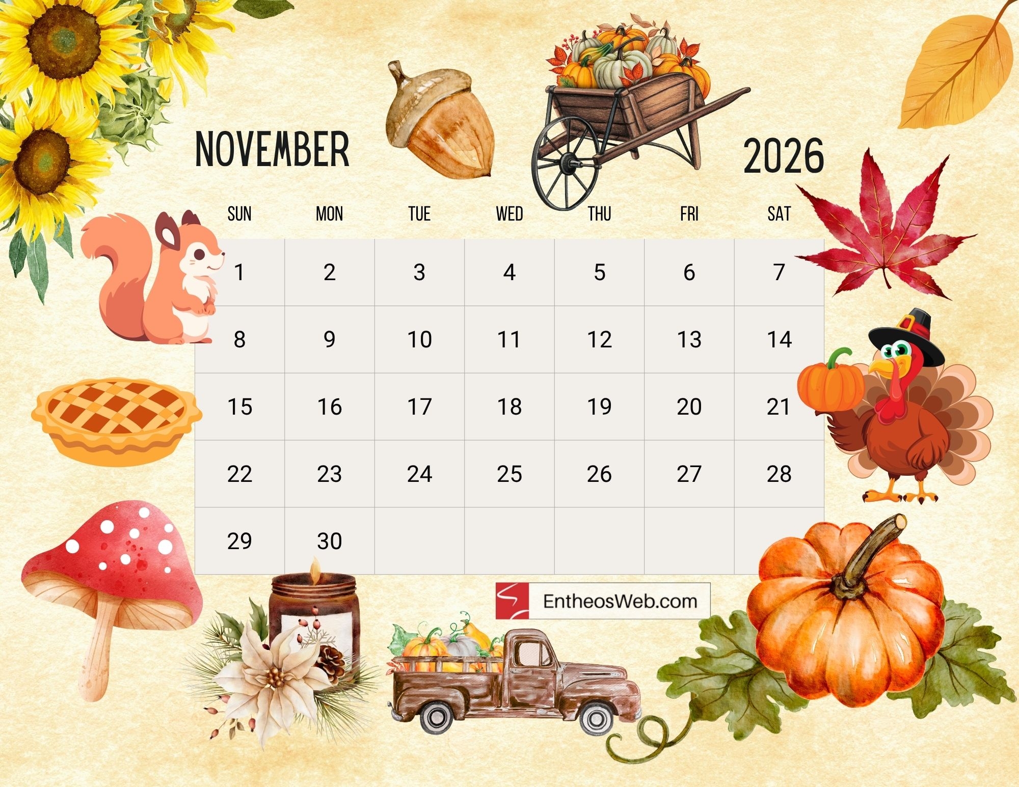 2026 Thematic Printable Calendar EntheosWeb