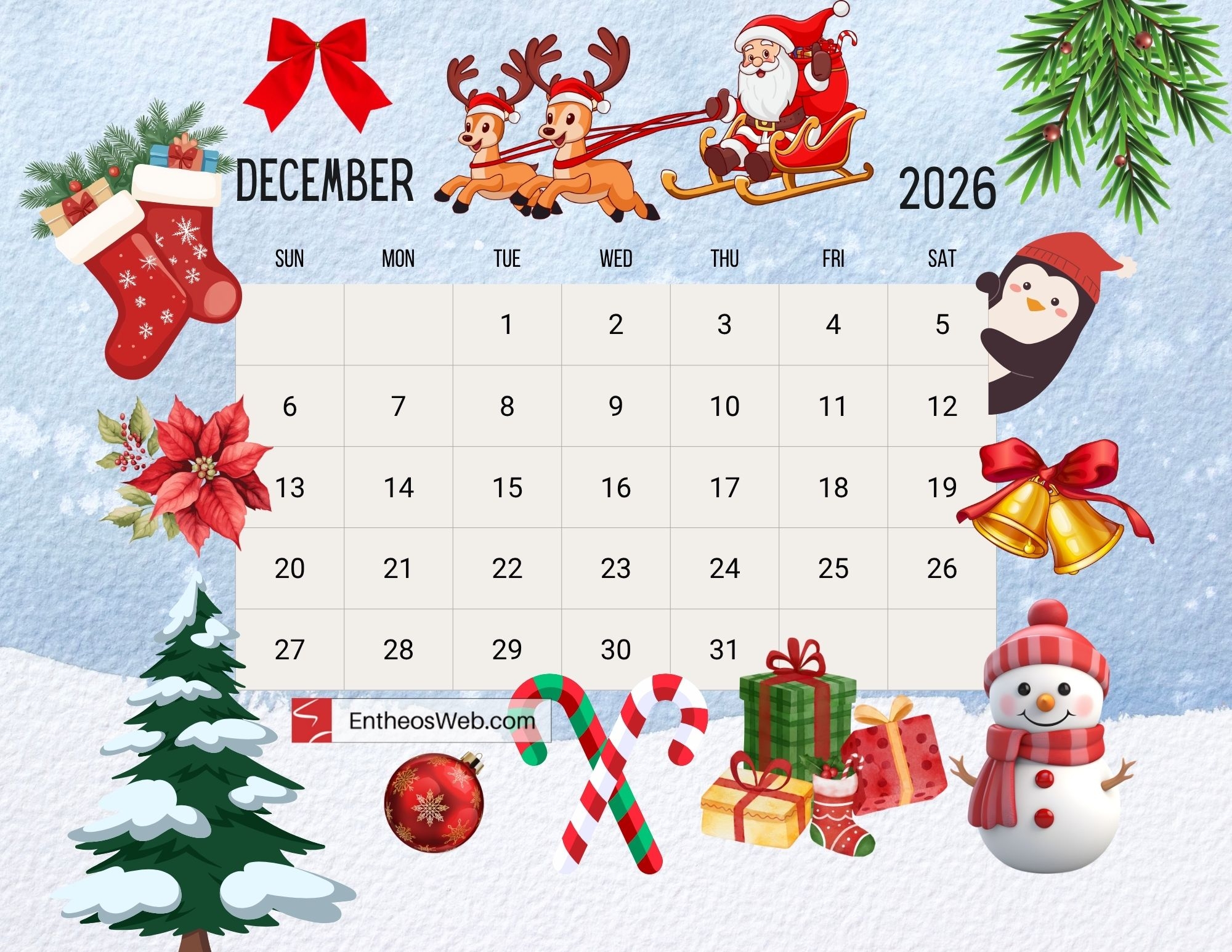 2026 Thematic Printable Calendar EntheosWeb