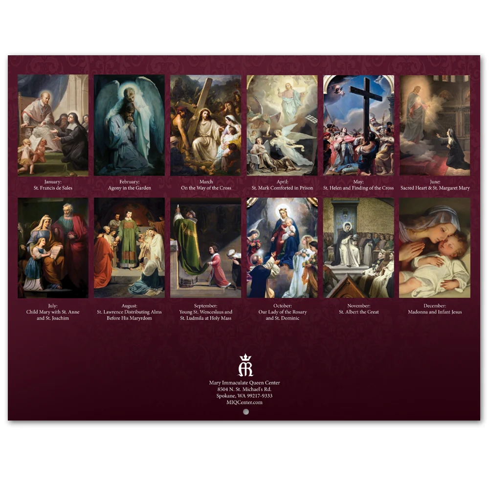 2026 Traditional Catholic Wall Calendar Mary Immaculate Queen Center