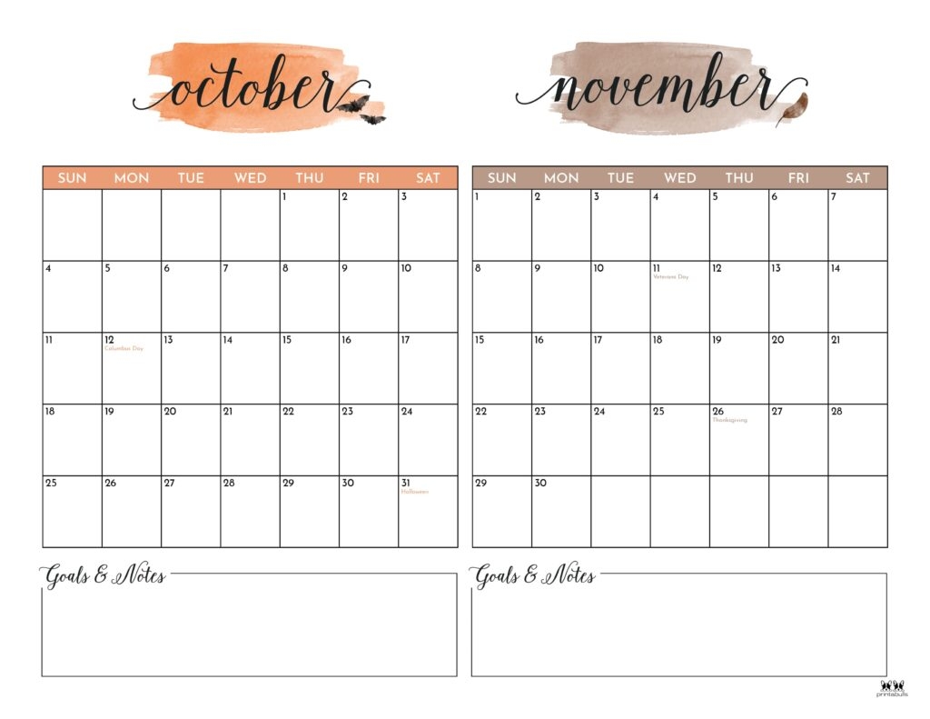 2026 Two Month Calendars 84 FREE Printables Printabulls