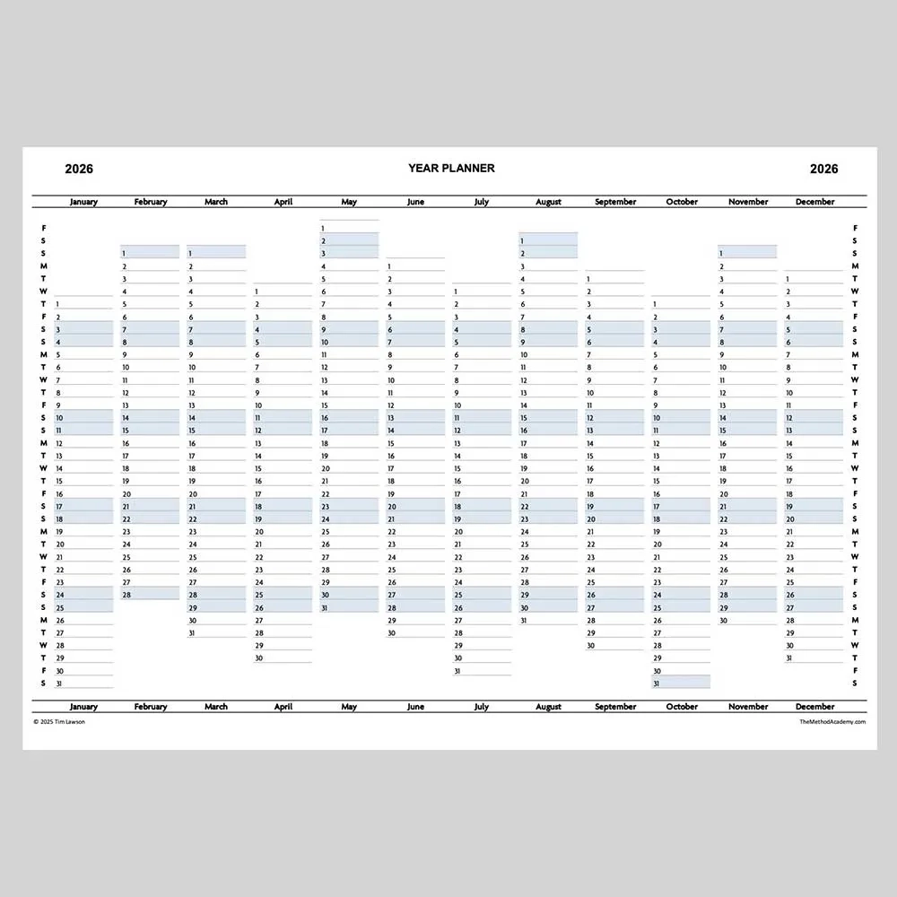 2026 Year Planner Calendar Download A4 Or A3 Printable 
