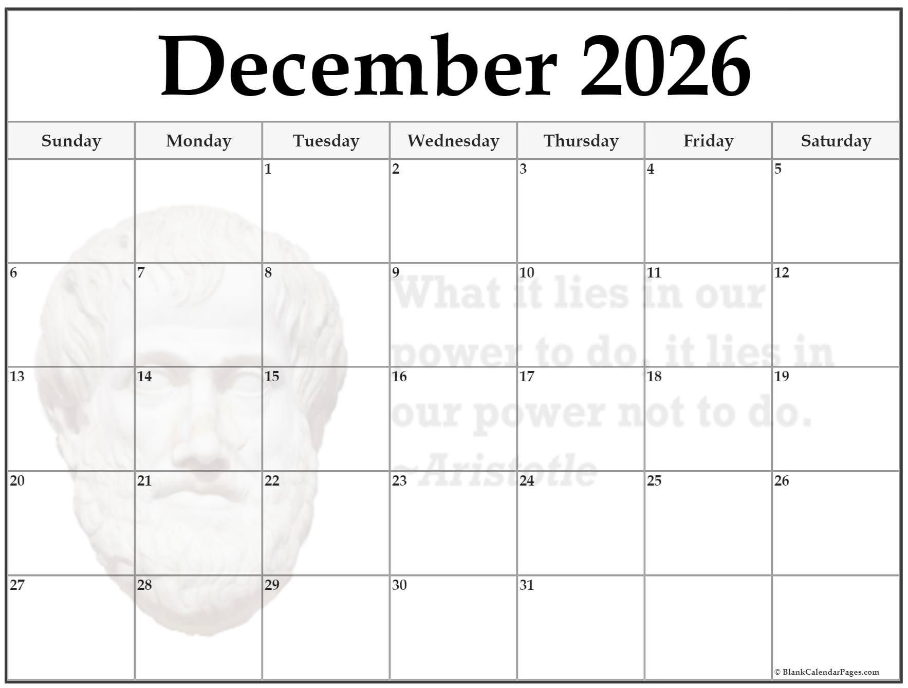 December 2026 Printable Calendars