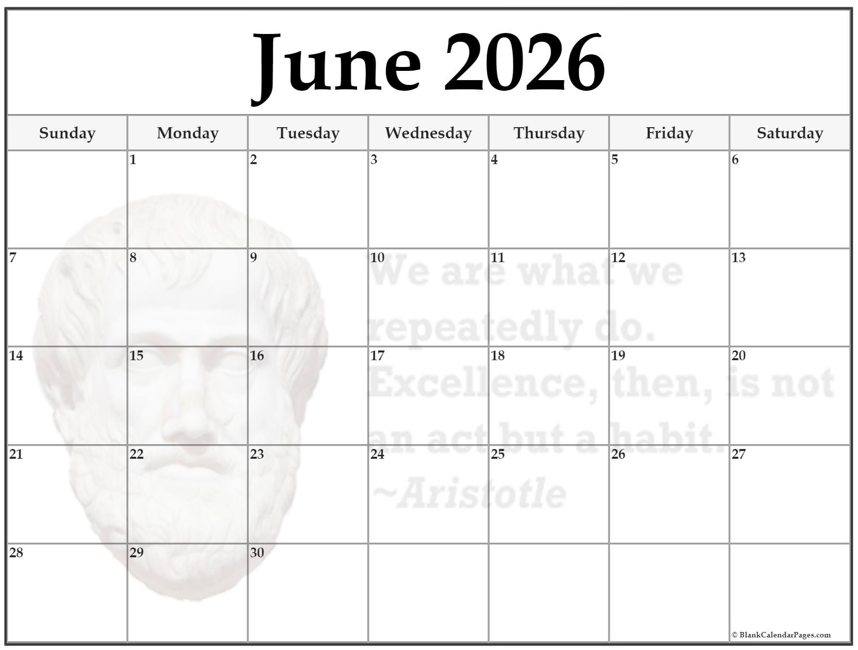 24 June 2026 Quote Calendars