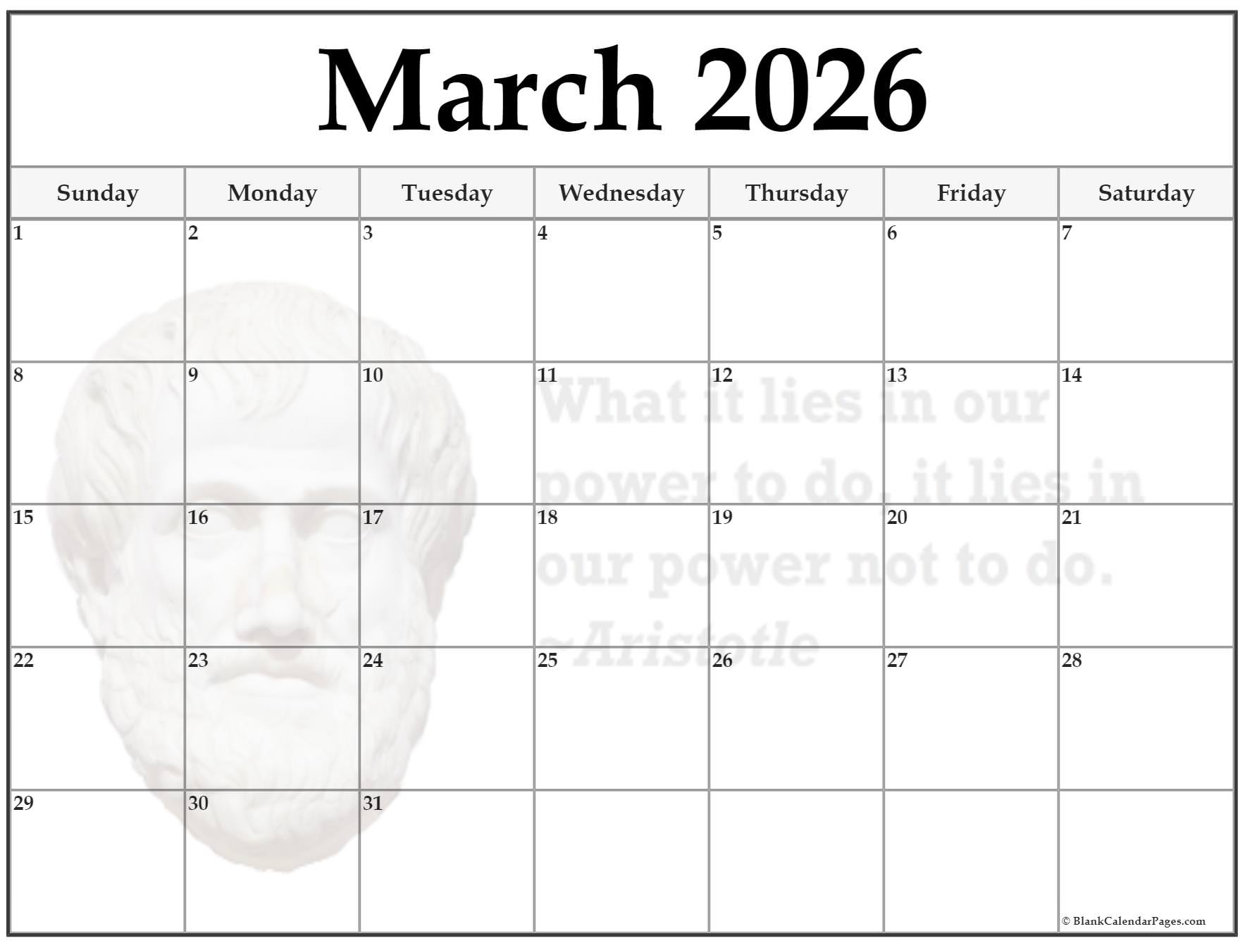 24 March 2026 Quote Calendars