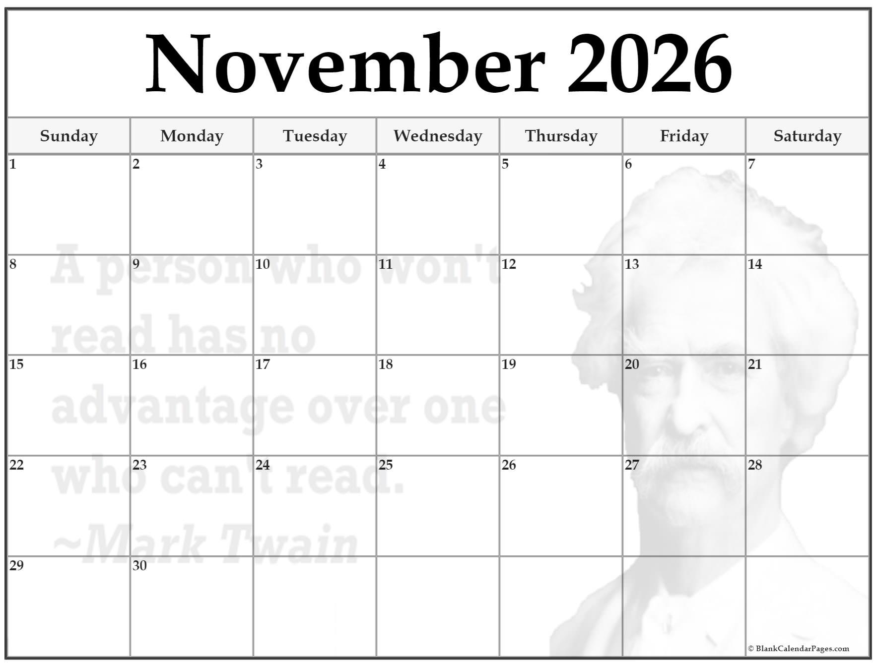 24 November 2026 Quote Calendars