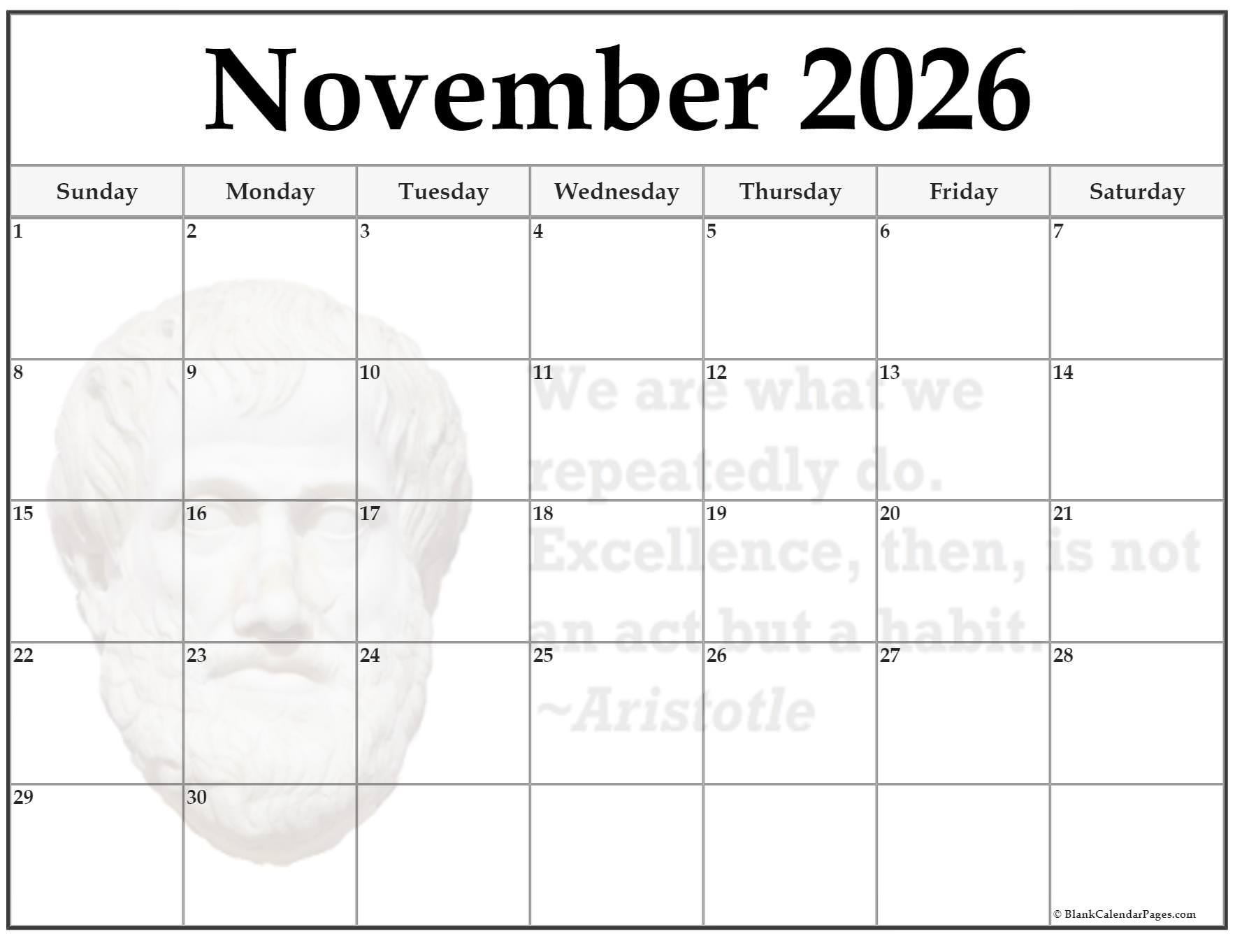 24 November 2026 Quote Calendars