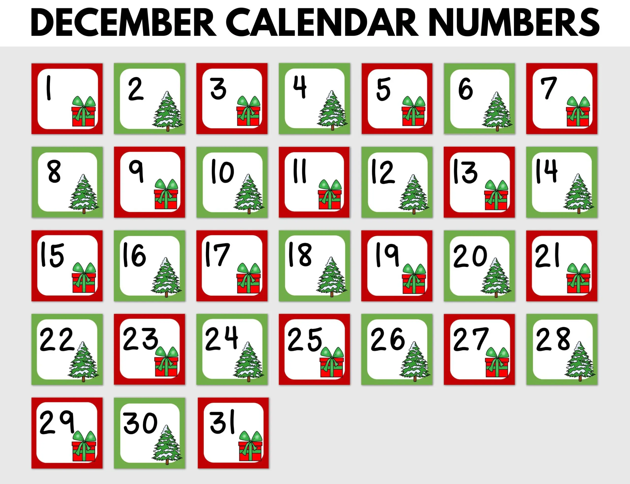 3 Month Printable Calendar Numbers BUNDLE In AB Pattern november 