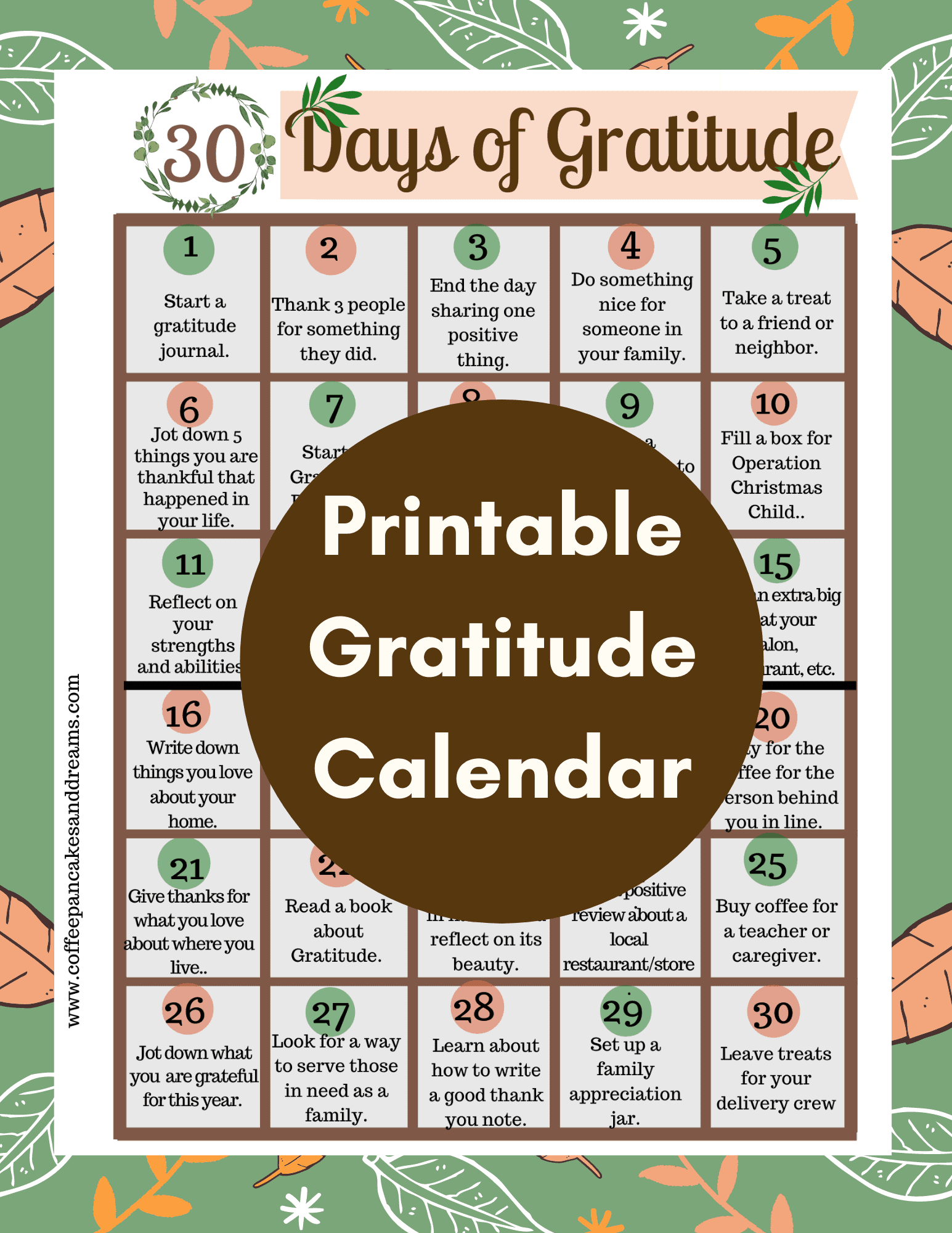 30 Days Of Family Gratitude Activities For November Printable 