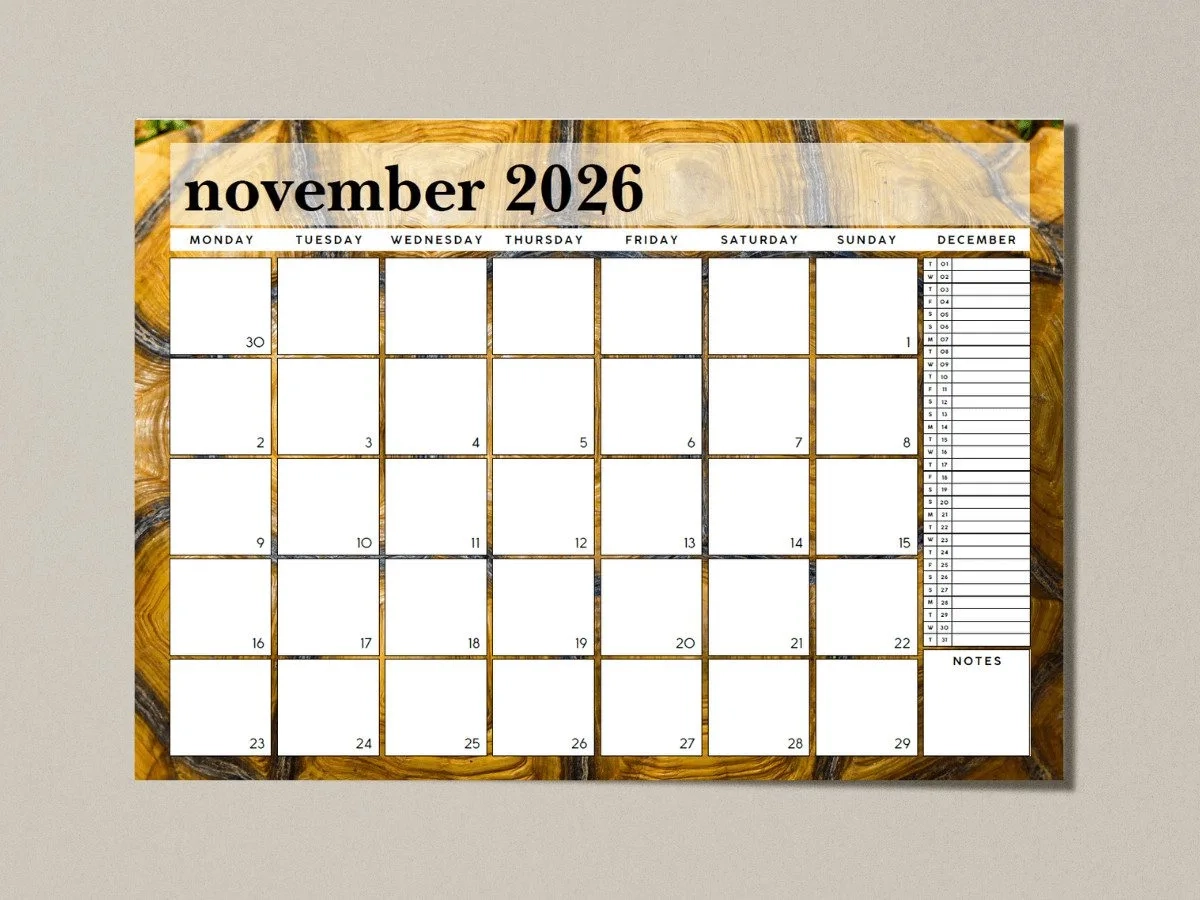 A3 Desk Calendar Animal Print