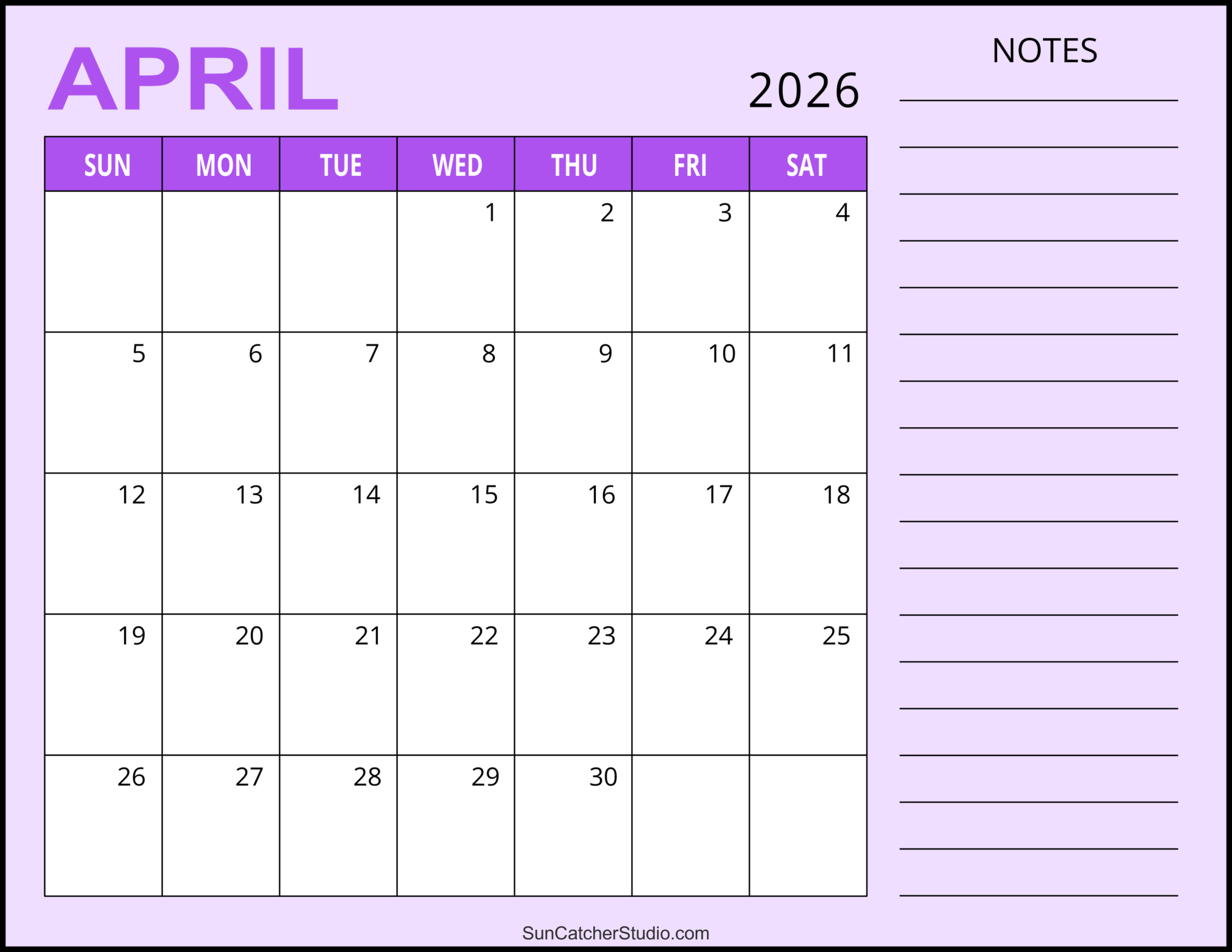 April 2026 Calendar Free Printable Free Printables Lettering 