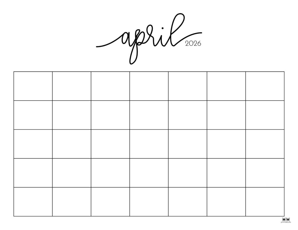 Blank Calendar April 2026 Printable