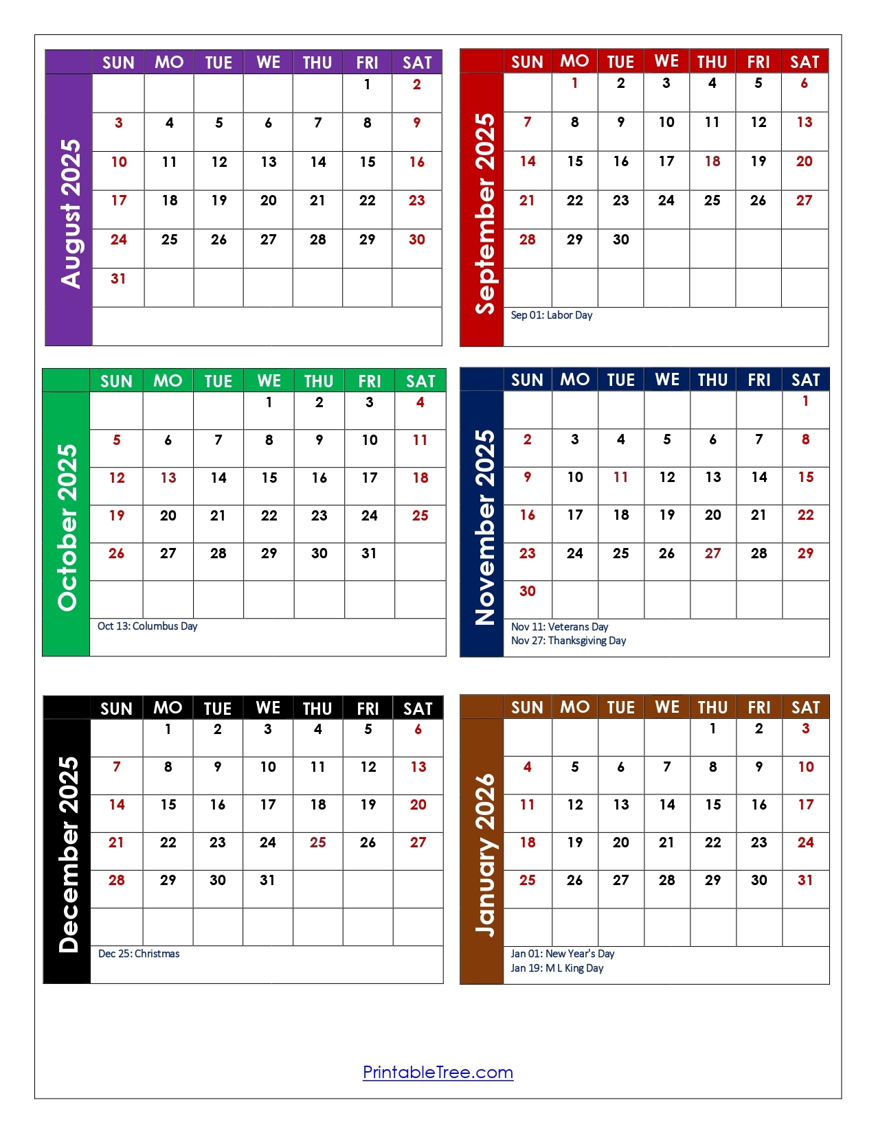 Printable Calendar August 2025 To June 2026