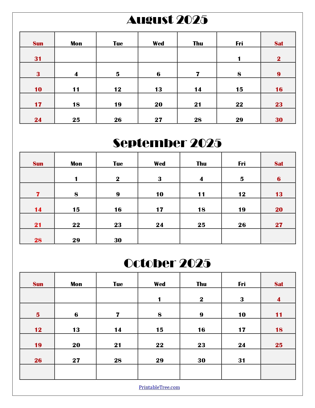 Calendar June July August September October 2025