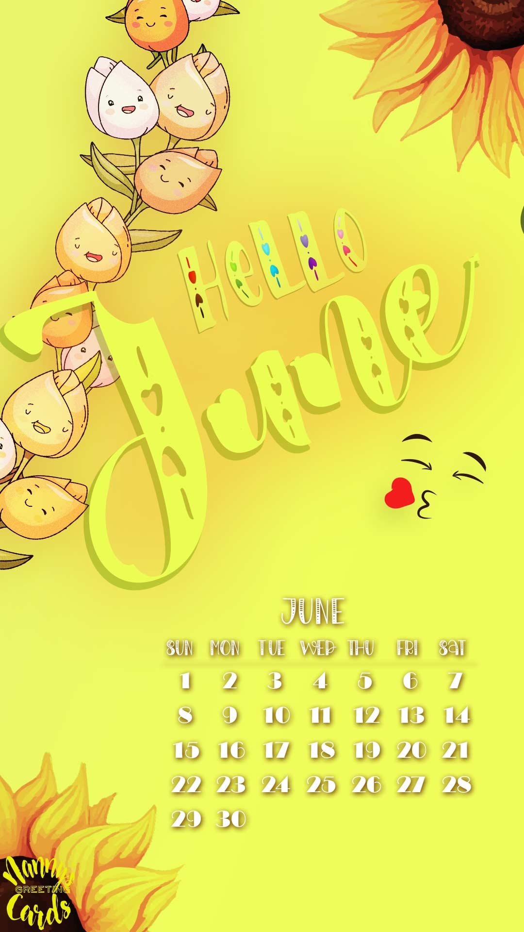 Awesome And Cute Yellow June 2025 Wallpaper With Calendar
