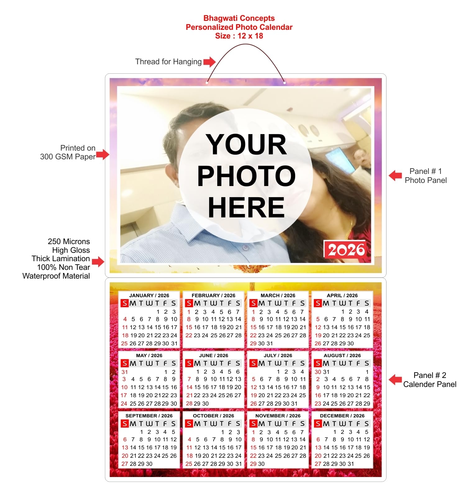 Bhagwati Concepts Personalized Photo Calendar 2026 Calendar 