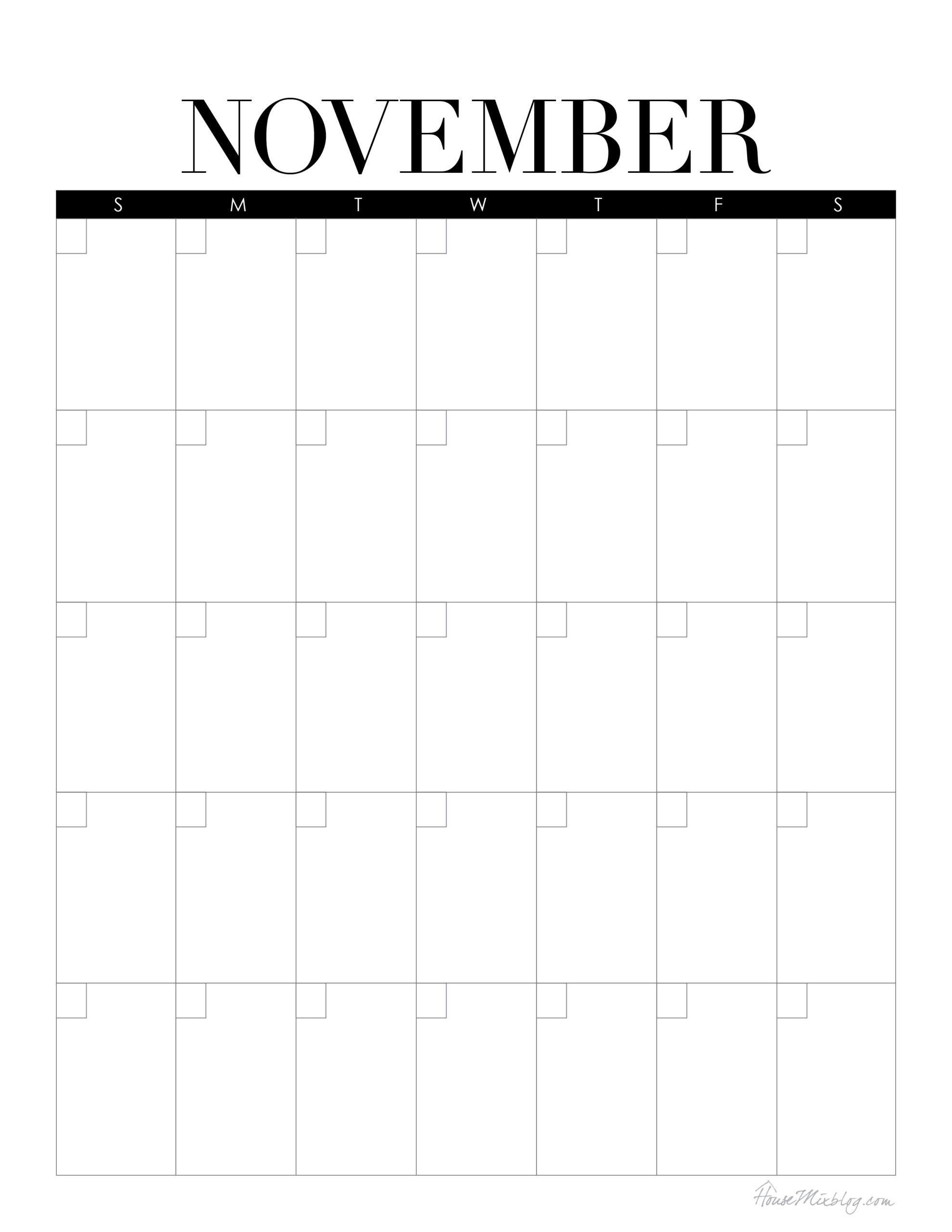 Printable November Calendar Page