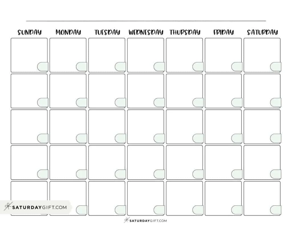 Blank Calendar Templates 29 Cute amp Free Printables SaturdayGift
