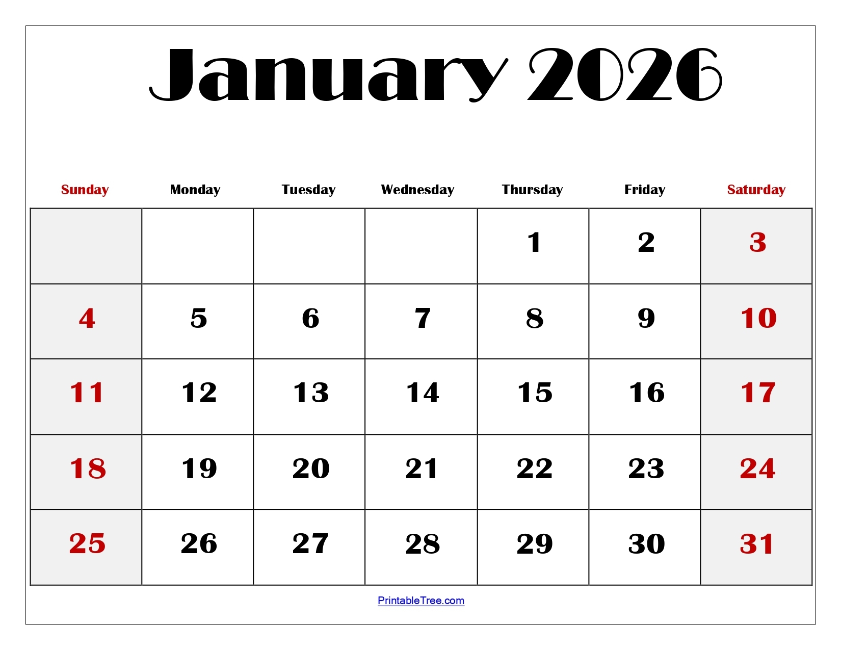 2026 Blank Printable Calendars