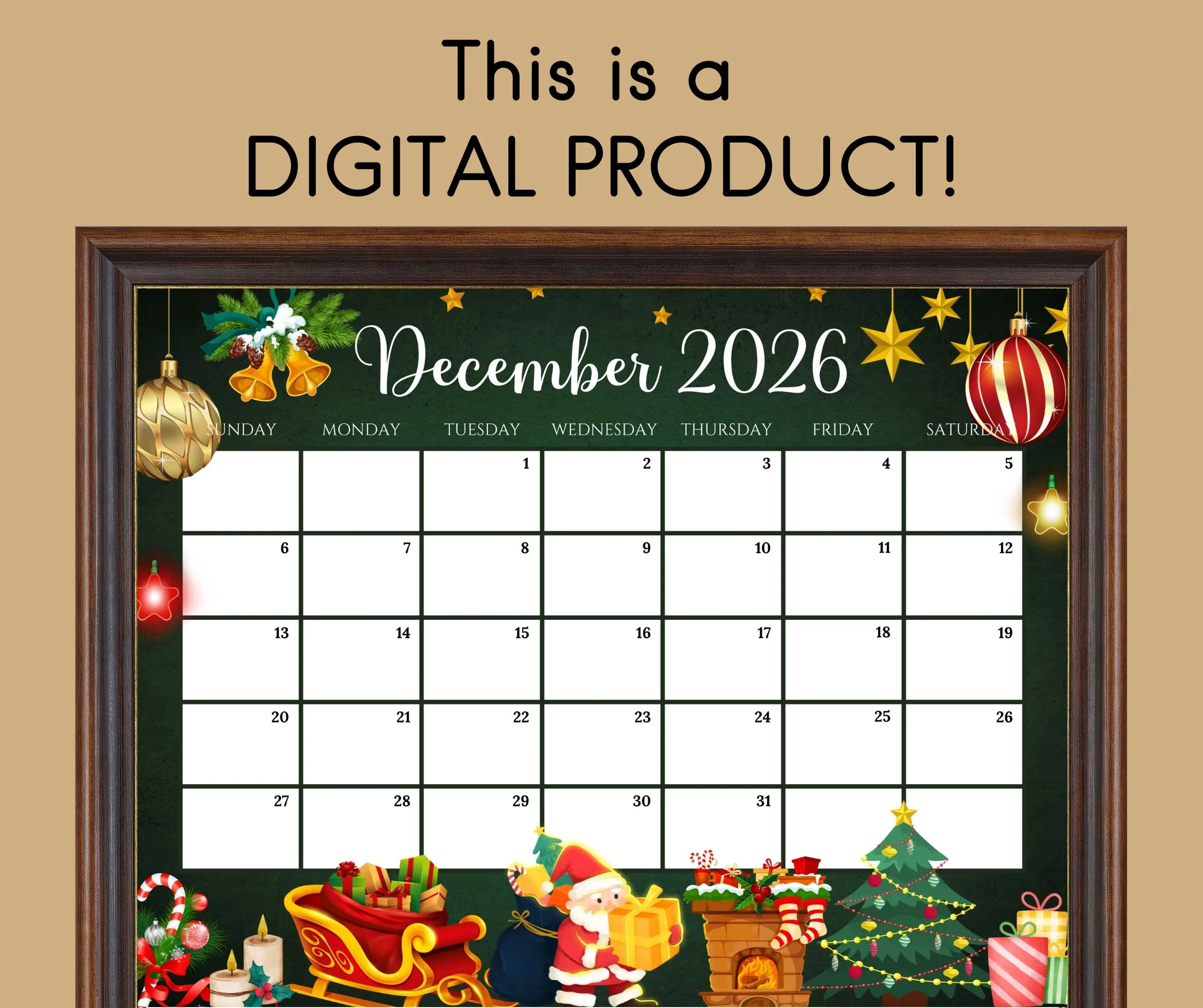 Buy EDITABLE December 2026 Calendar Monthly Planner For Kids 
