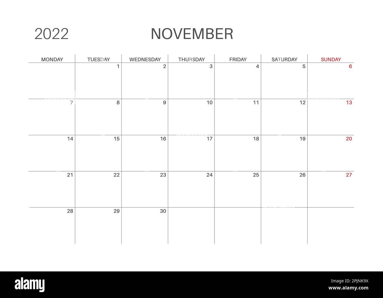 Printable Blank November Calendar