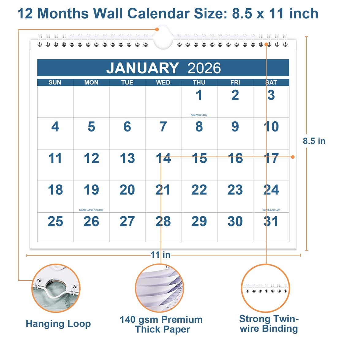 Calendar 2026 Wall Calendar From January 2026 To December 2026 