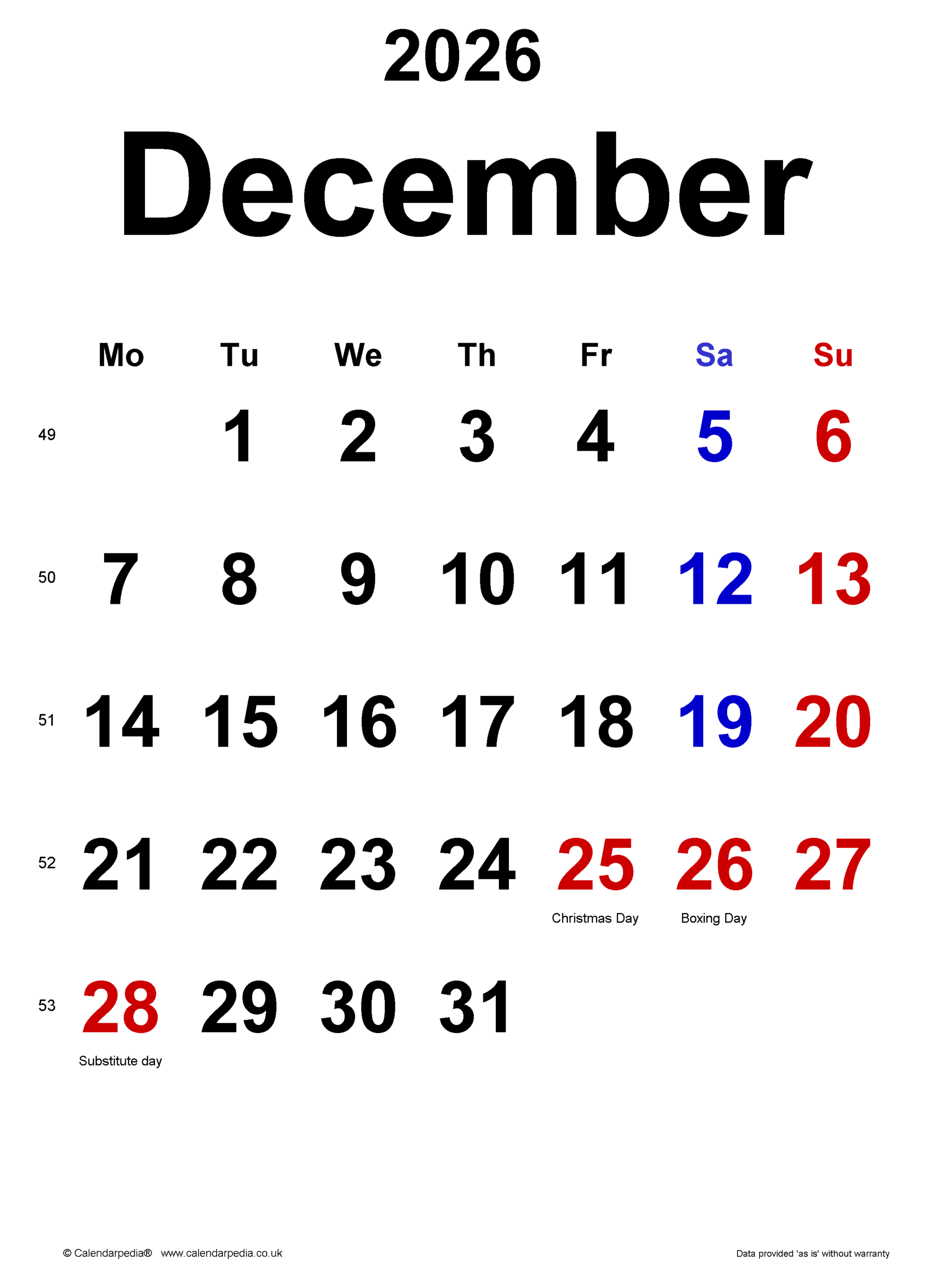 Printable Calendar December 2026 Microsoft Printable Calendar December 2026 Microsoft