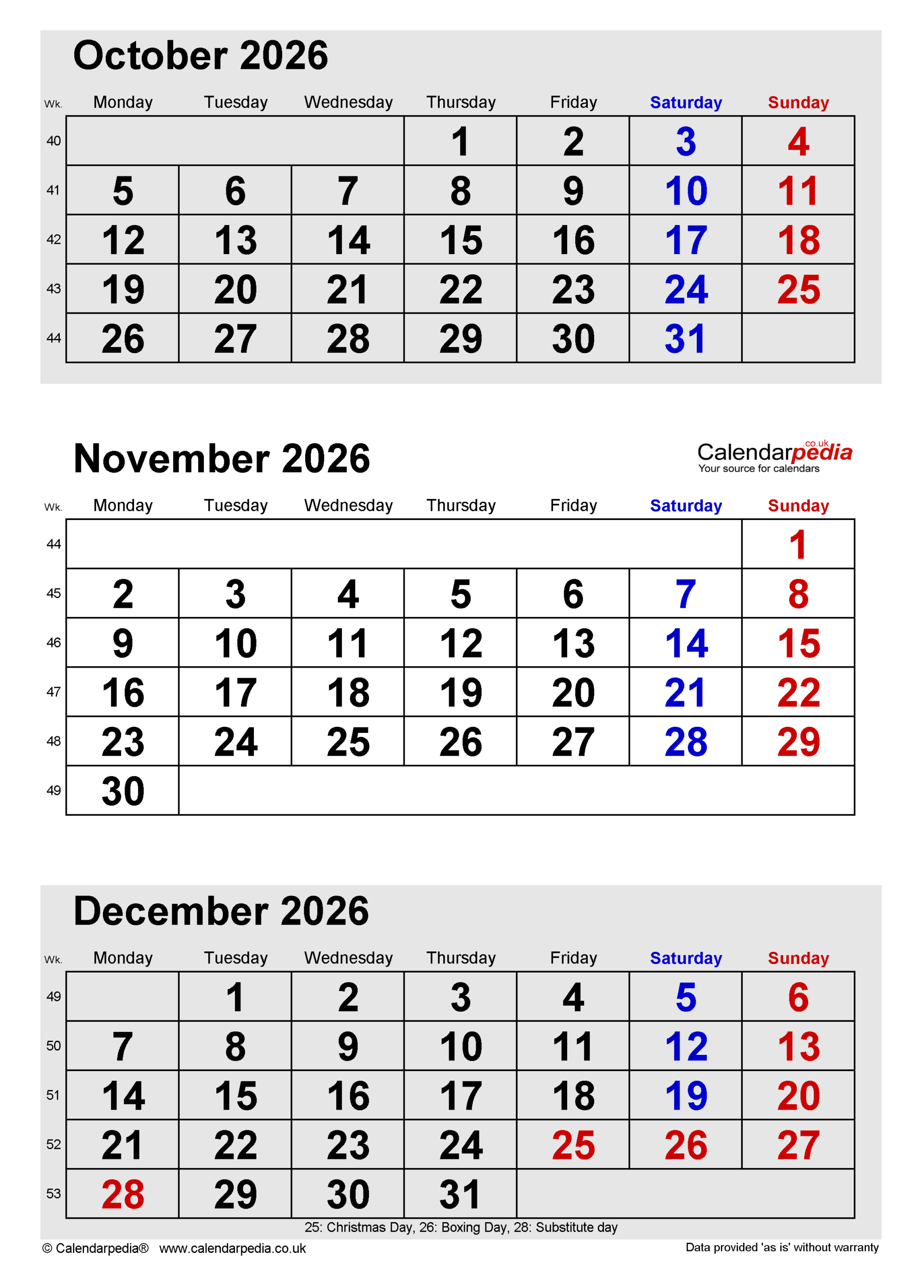 Calendar November 2026 UK With PDF Excel And Word Templates